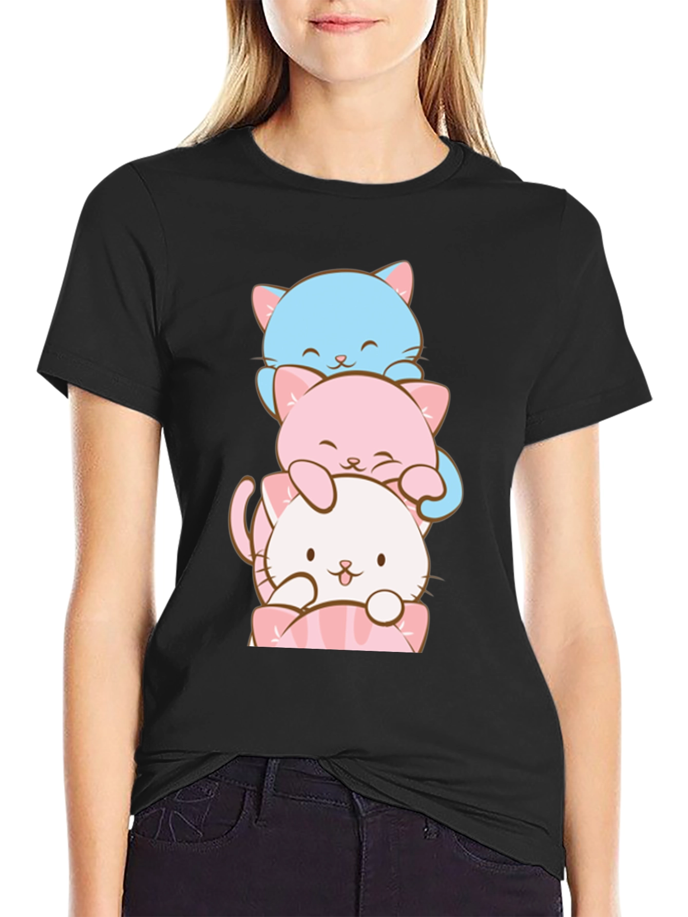 Stacked Cats Graphic T-Shirt - Soft Cotton Tee