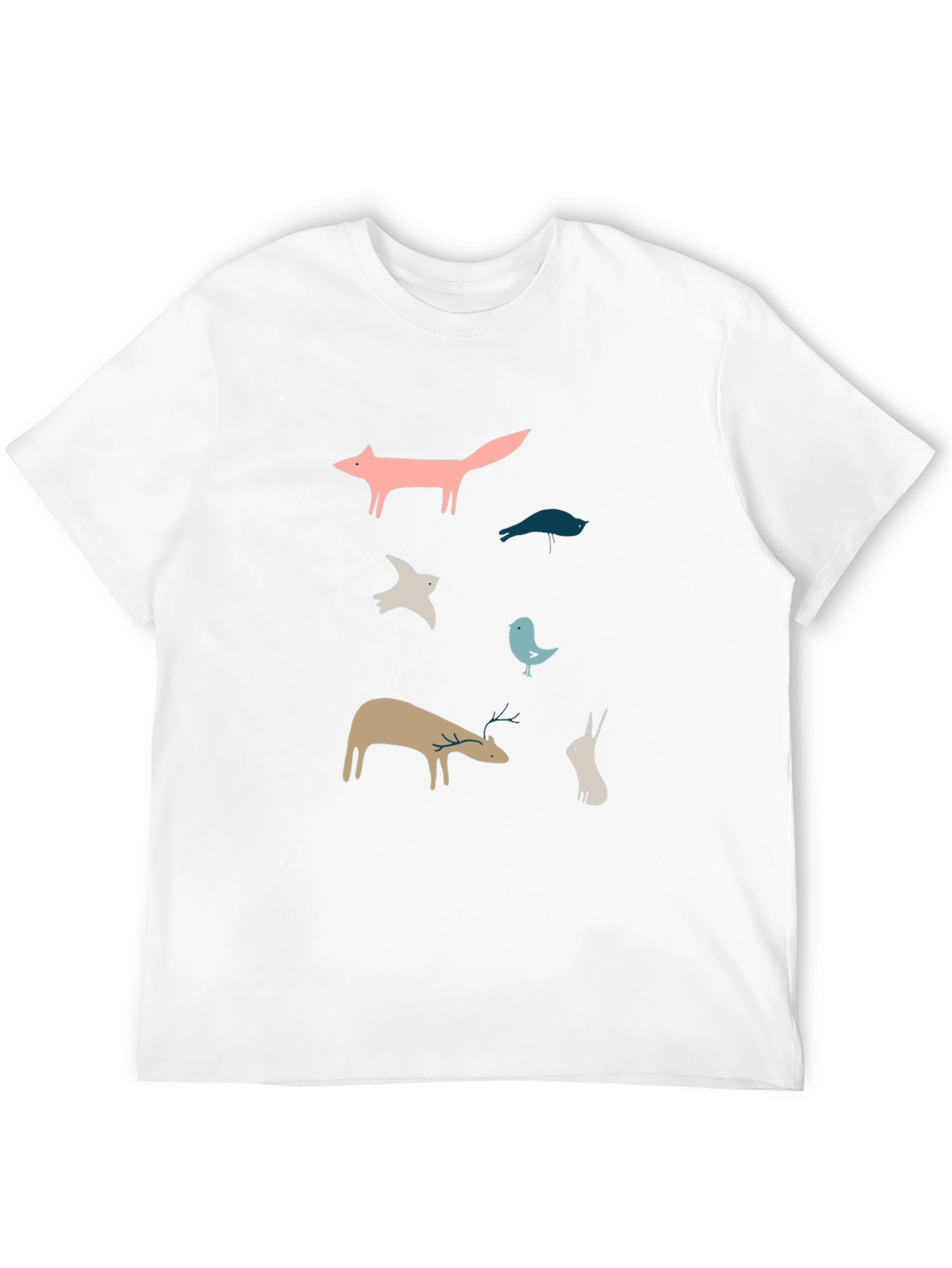 Whimsical Animal Print Black T-Shirt