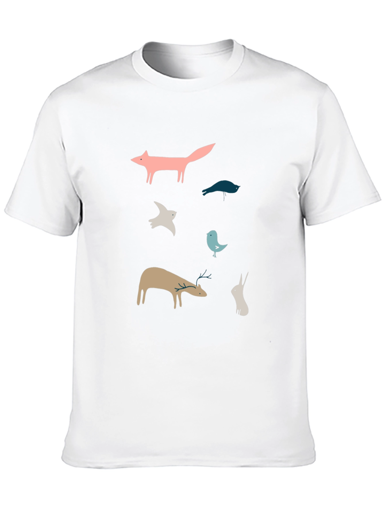 Whimsical Animal Print Black T-Shirt