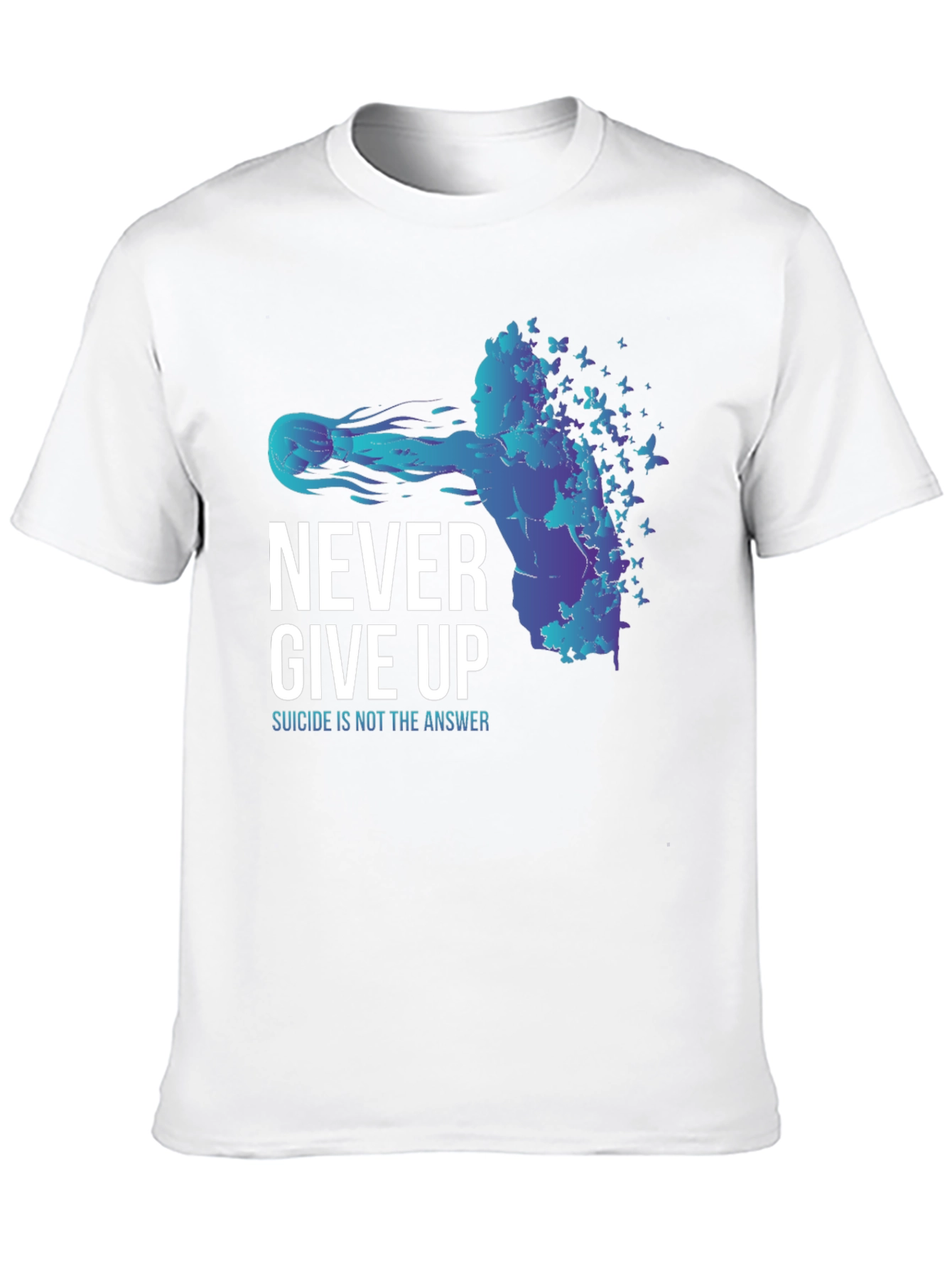 Never Give Up Butterfly Graphic T-Shirt