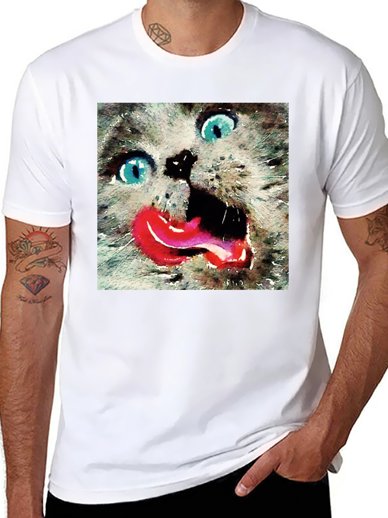 Crazy Cat Tongue Out T-Shirt