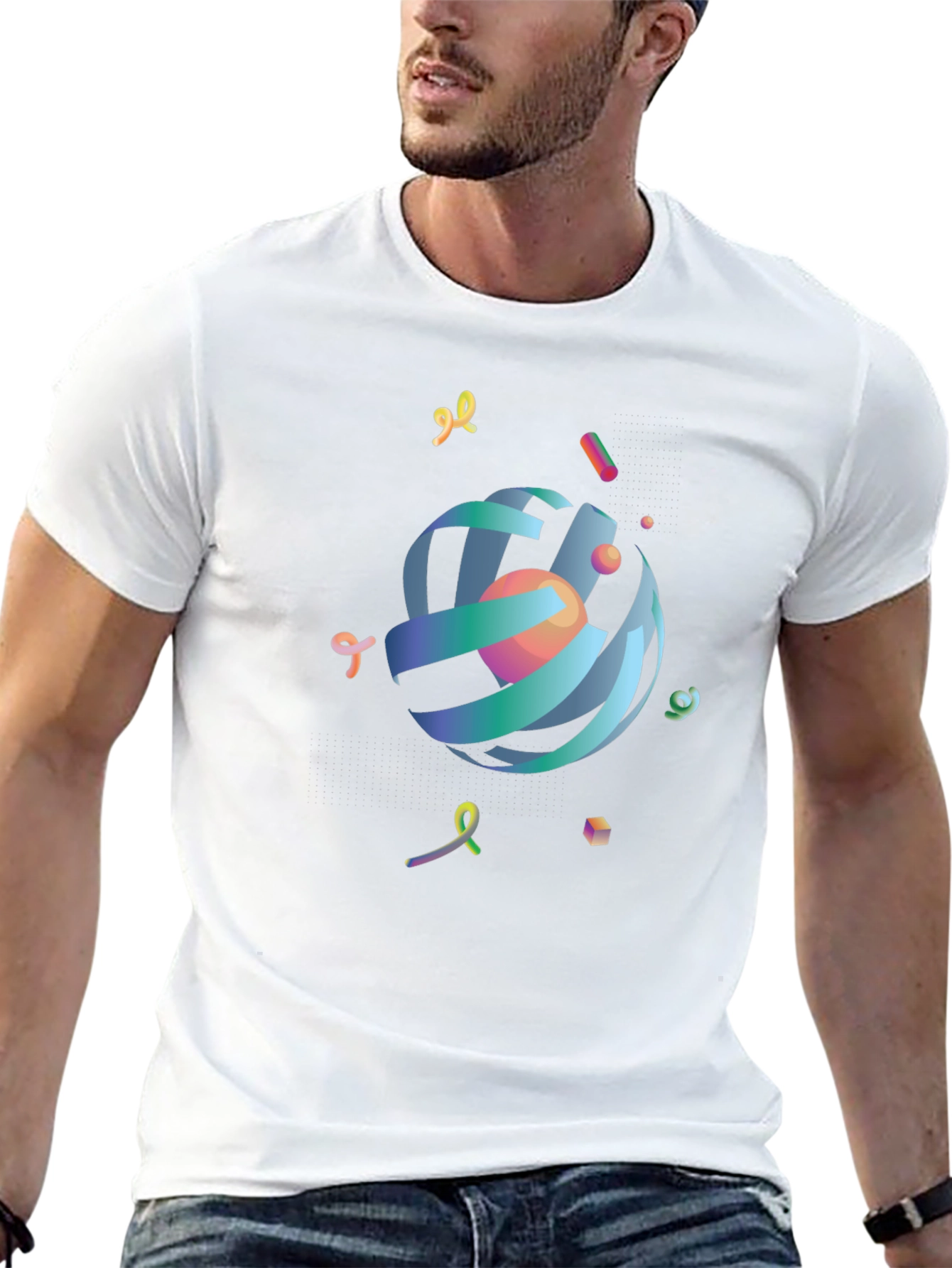 Abstract Graphic Print Crew Neck Tee