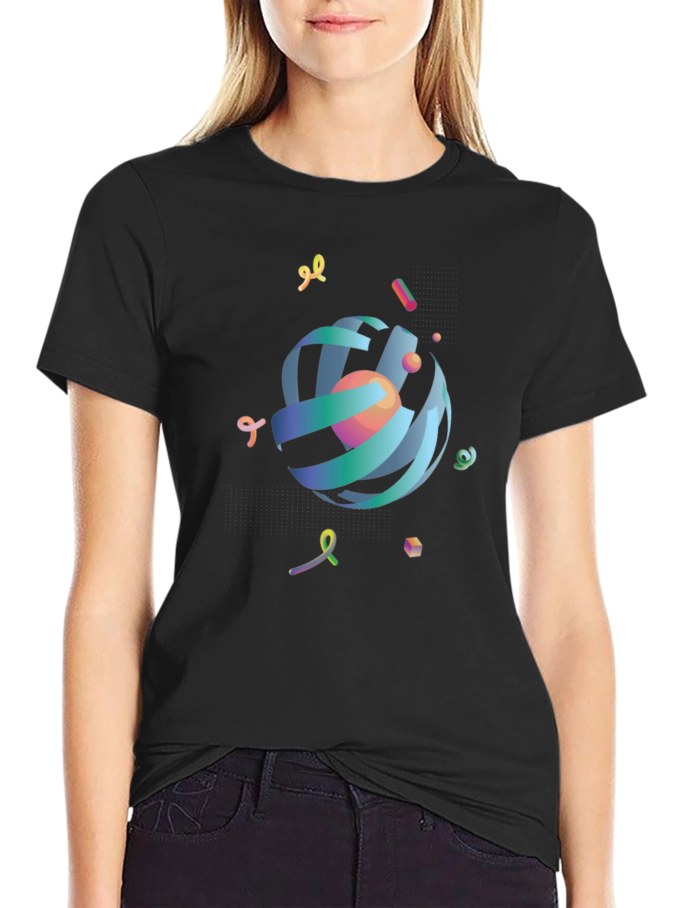 Abstract Graphic Print Crew Neck Tee