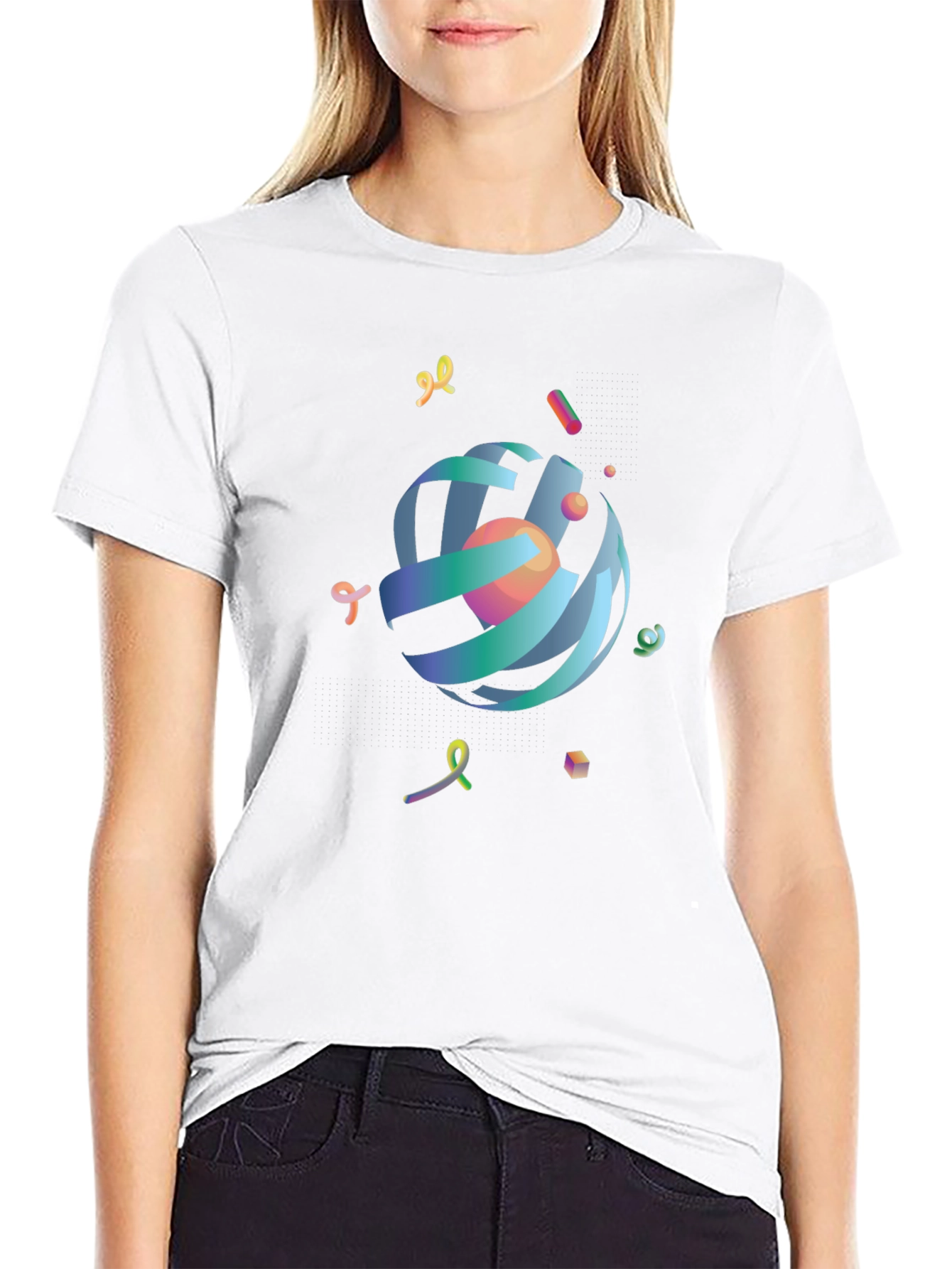 Abstract Graphic Print Crew Neck Tee