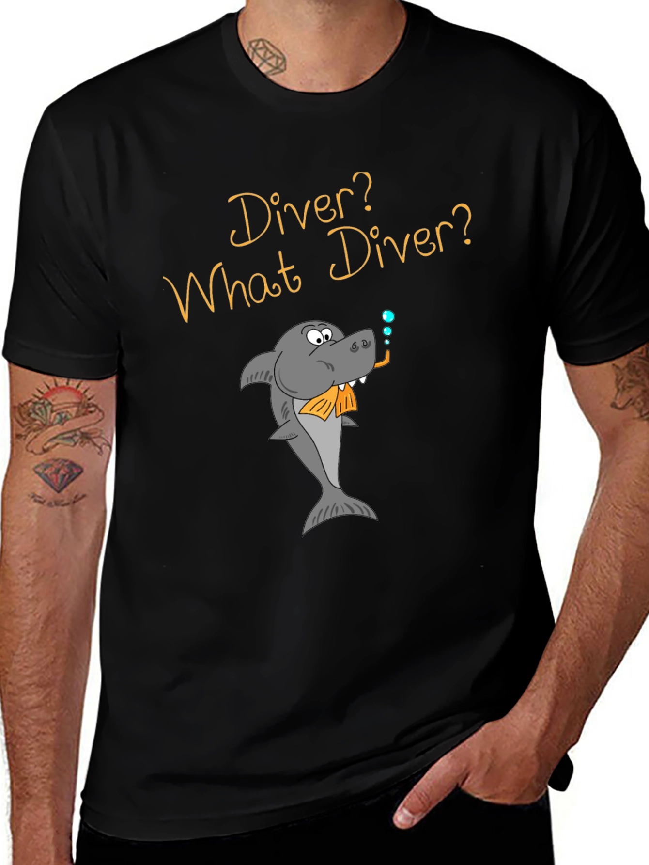 Humorous Diver Shark T-Shirt