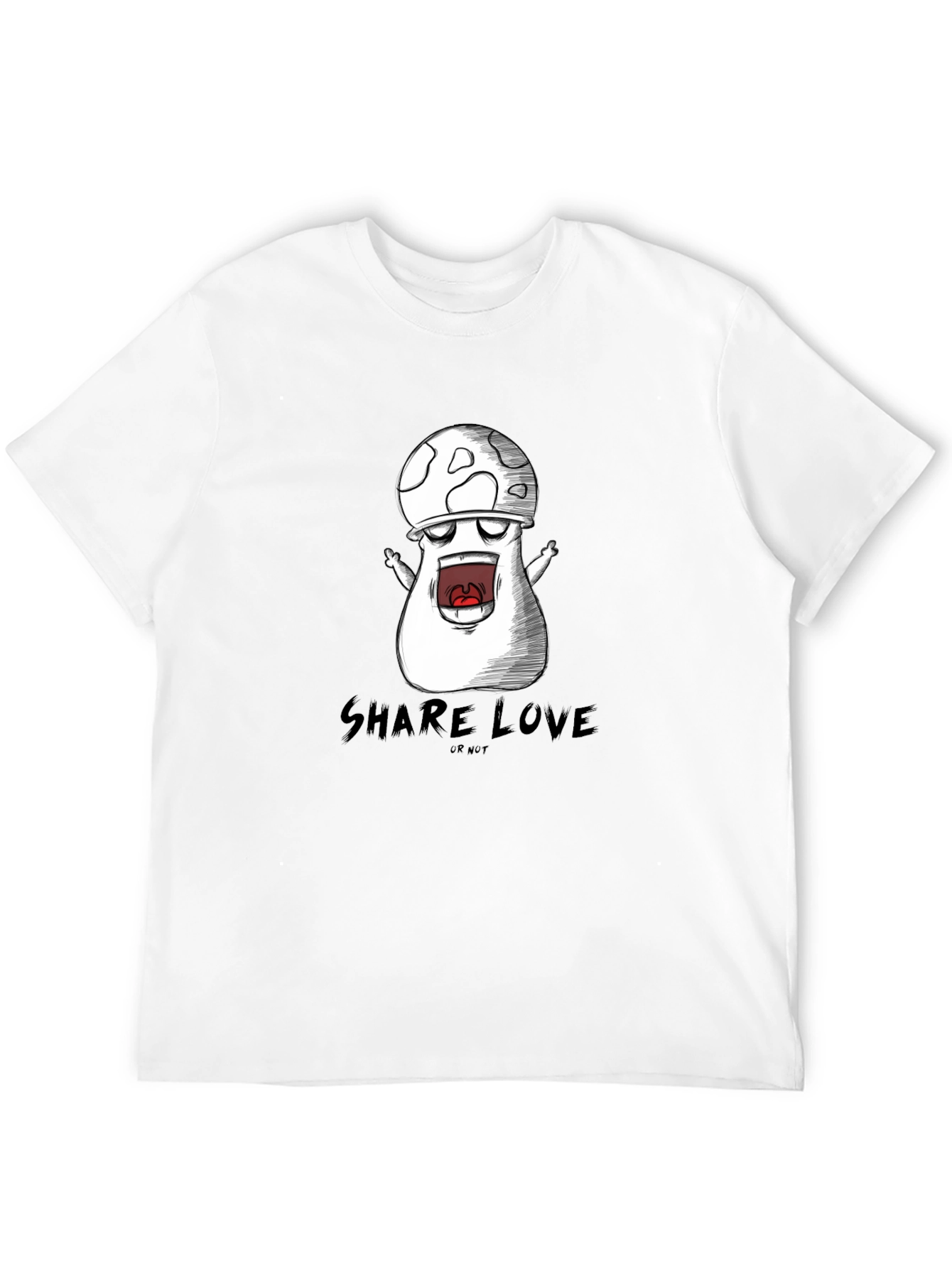 Mushroom Cartoon Graphic Black T-Shirt