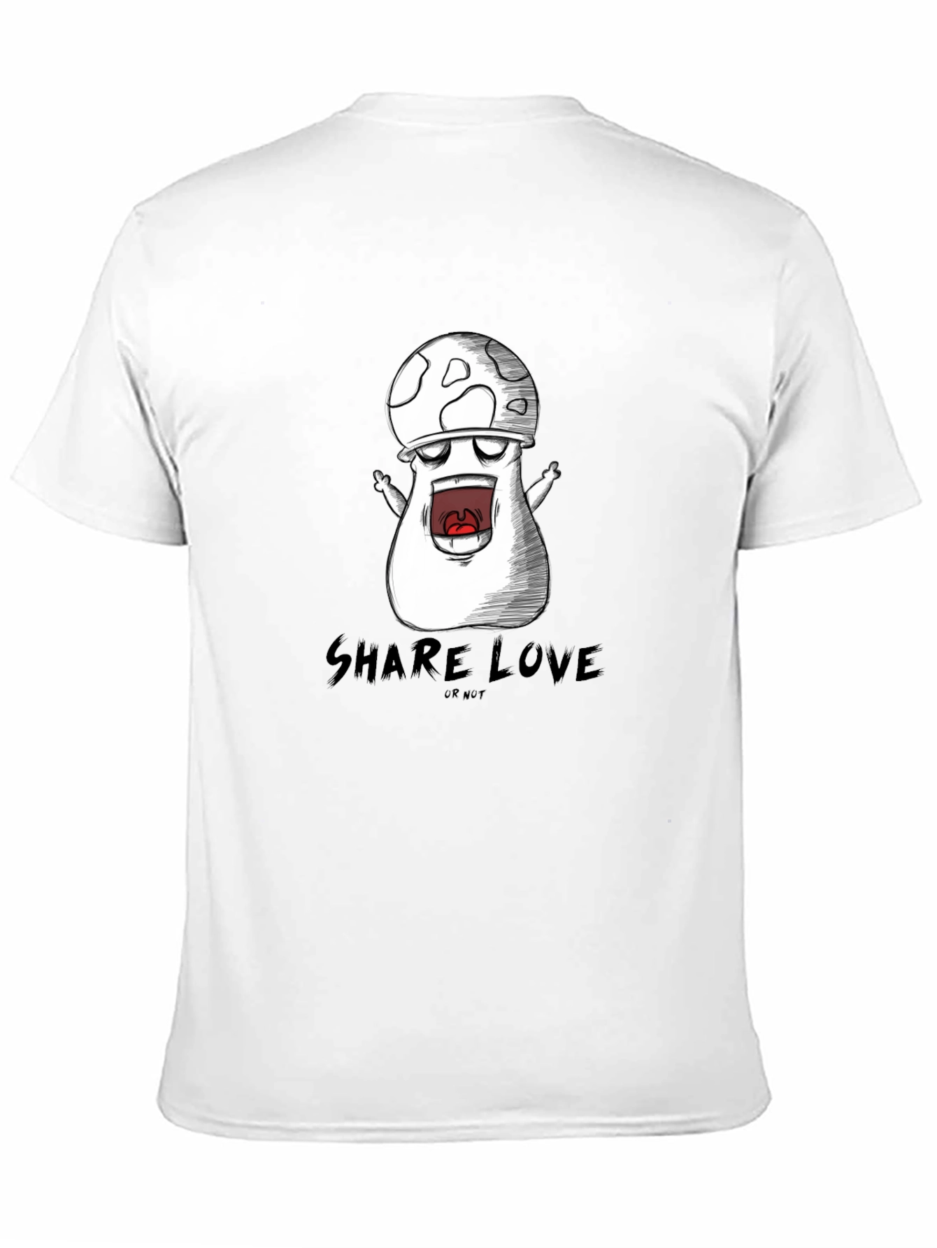 Mushroom Cartoon Graphic Black T-Shirt