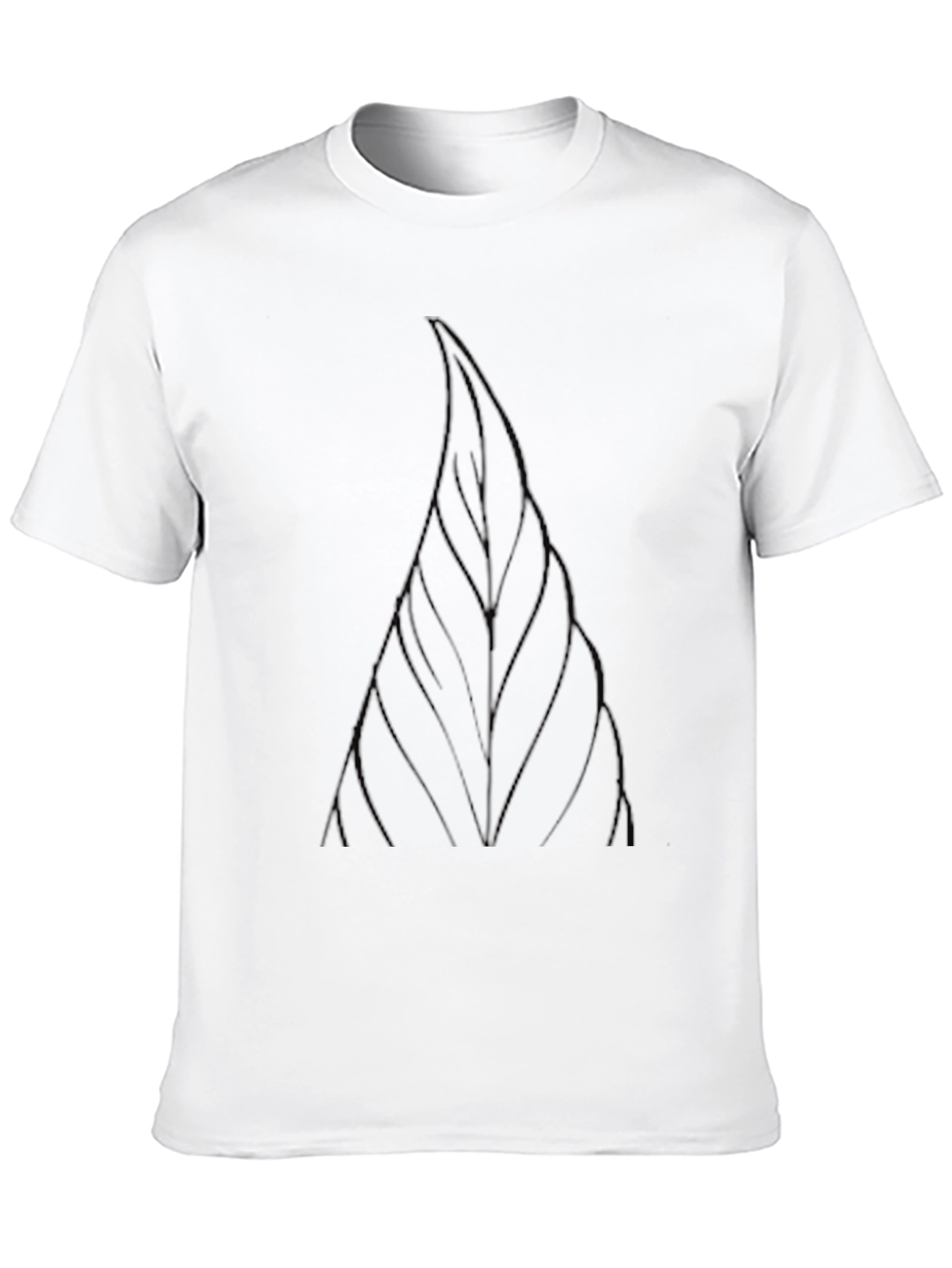 Mens Black Graphic Tee - Abstract Leaf Design