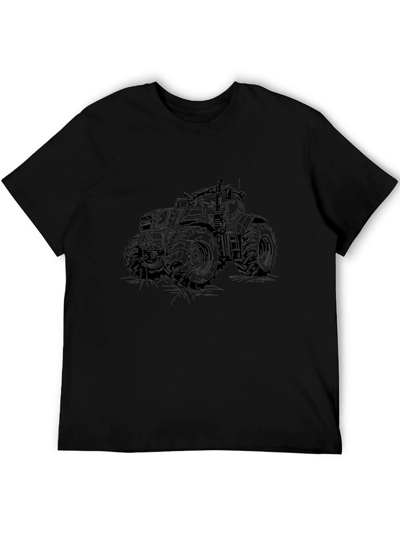 Tractor Graphic Tee - Black Cotton T-Shirt