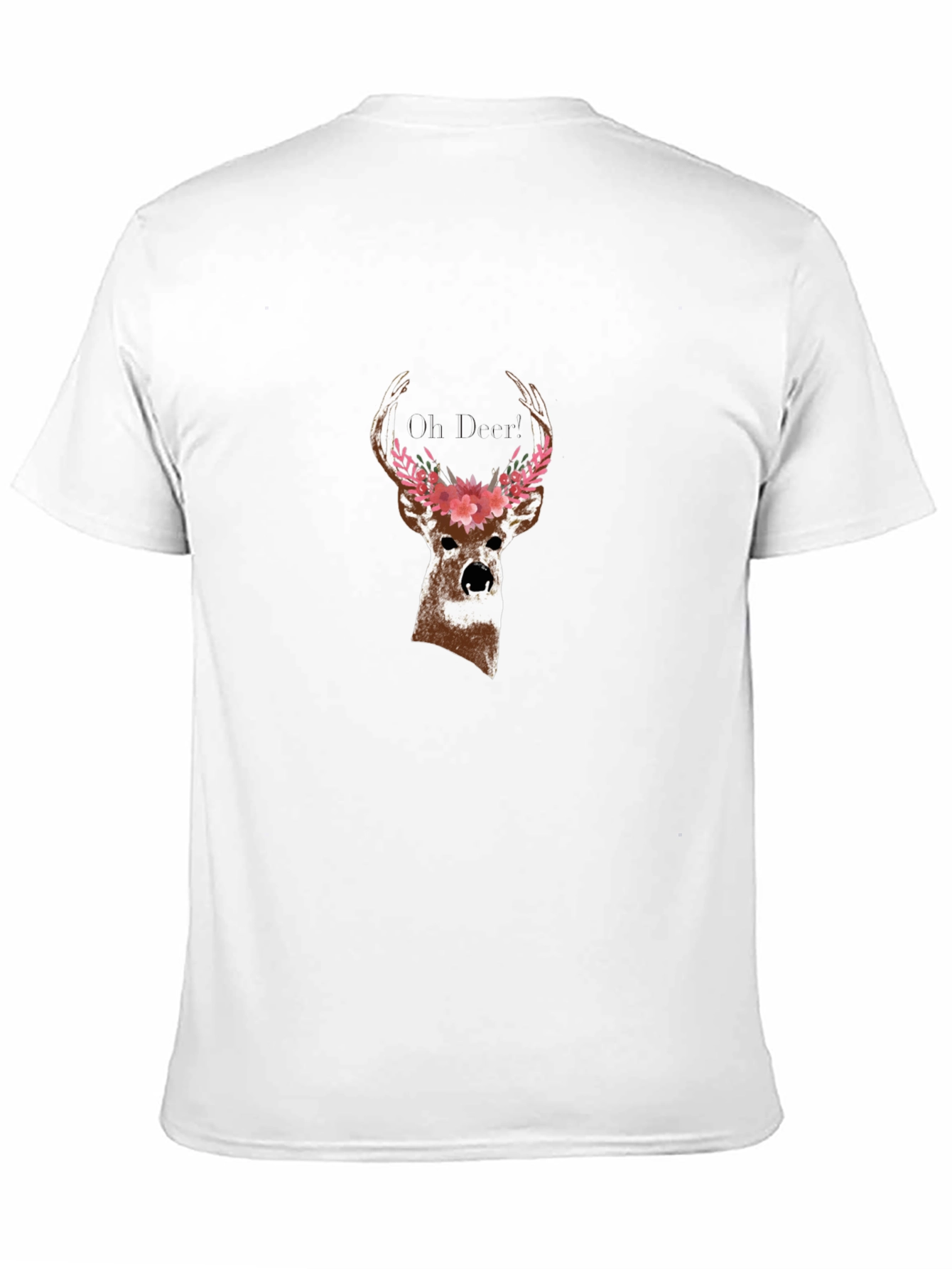 Floral Deer Black T-Shirt
