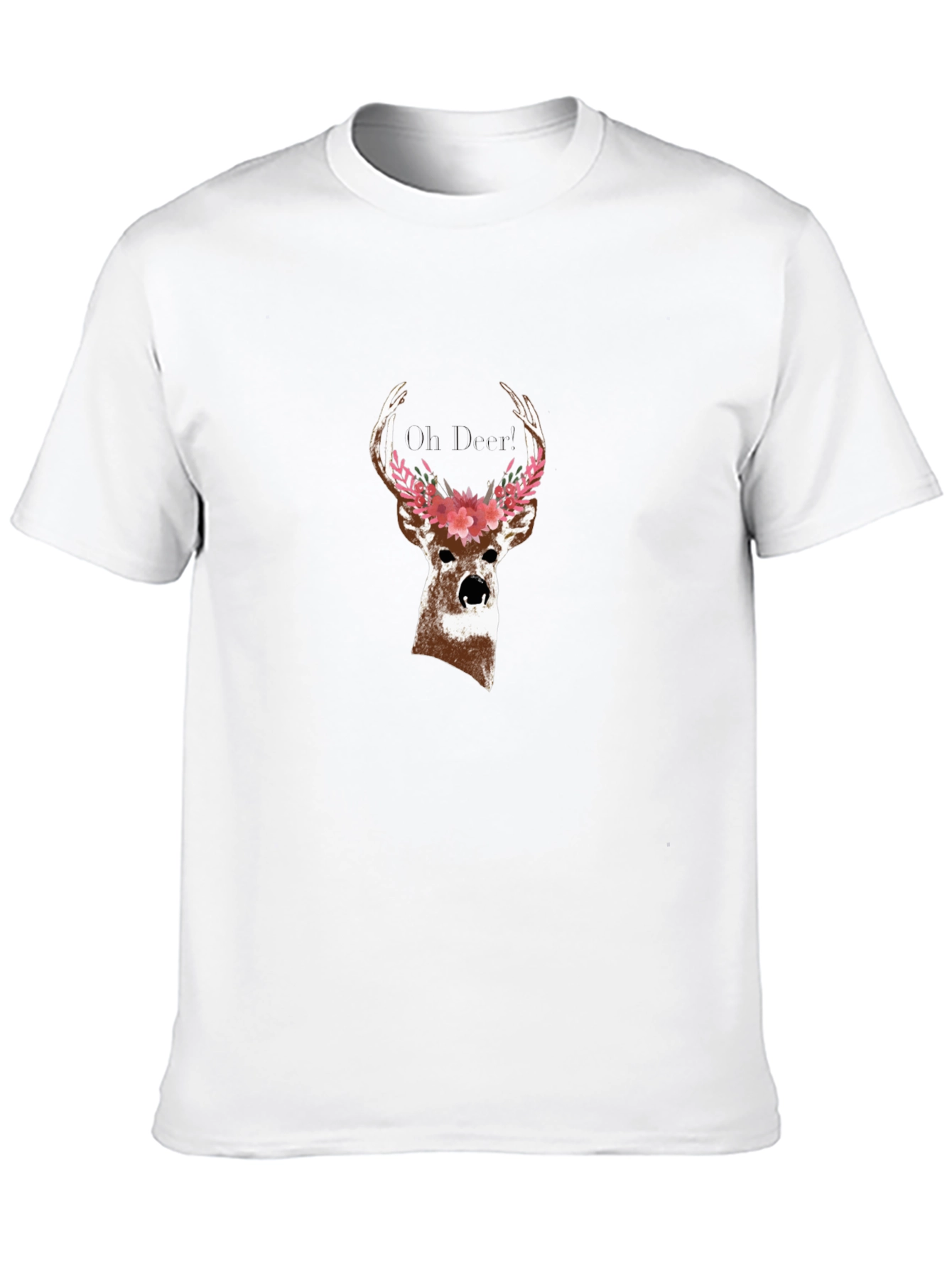 Floral Deer Black T-Shirt