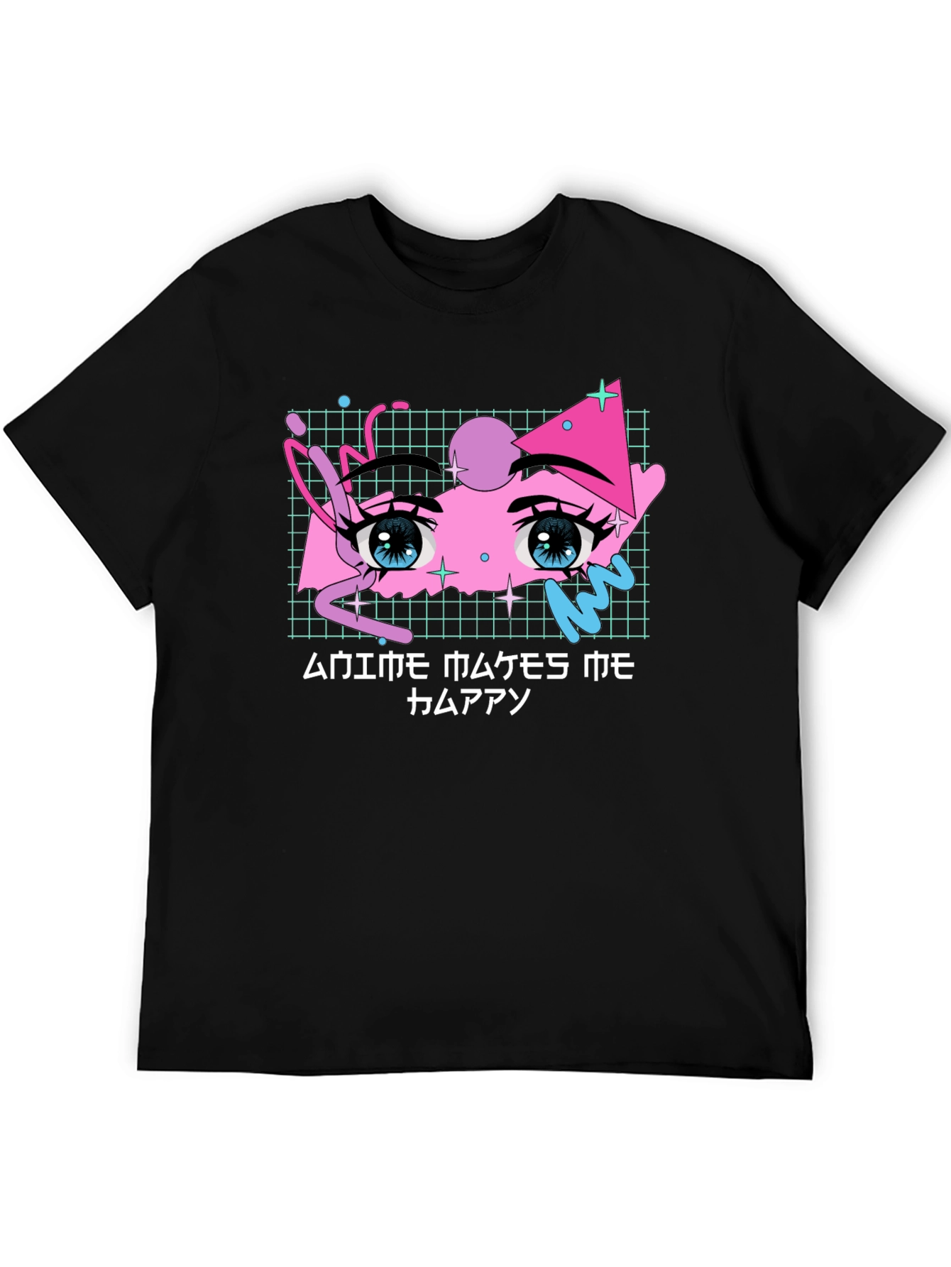Anime Eyes T-Shirt Vaporwave Aesthetic Black