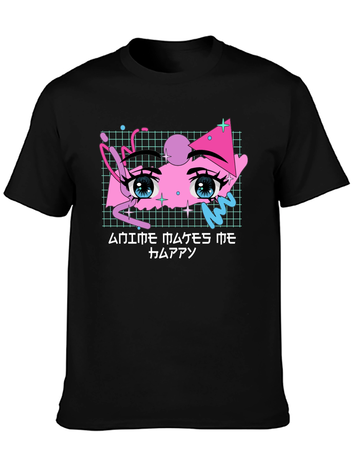 Anime Eyes T-Shirt Vaporwave Aesthetic Black