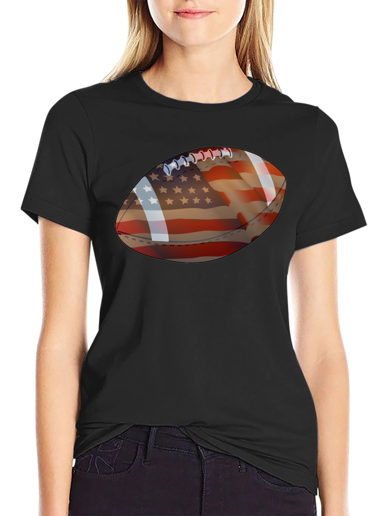 American Flag Football Graphic Tee