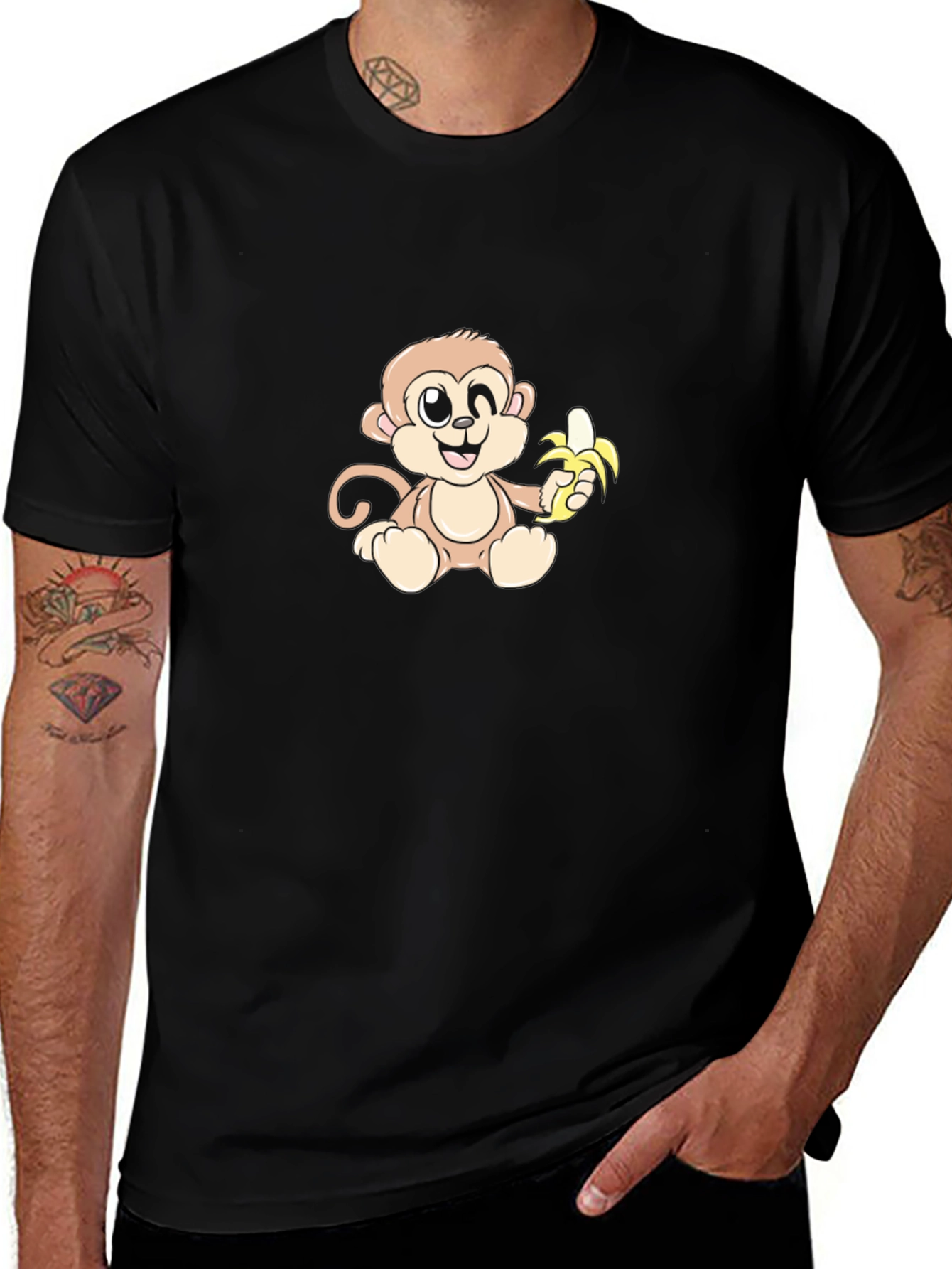 Monkey With Banana Graphic T-Shirt