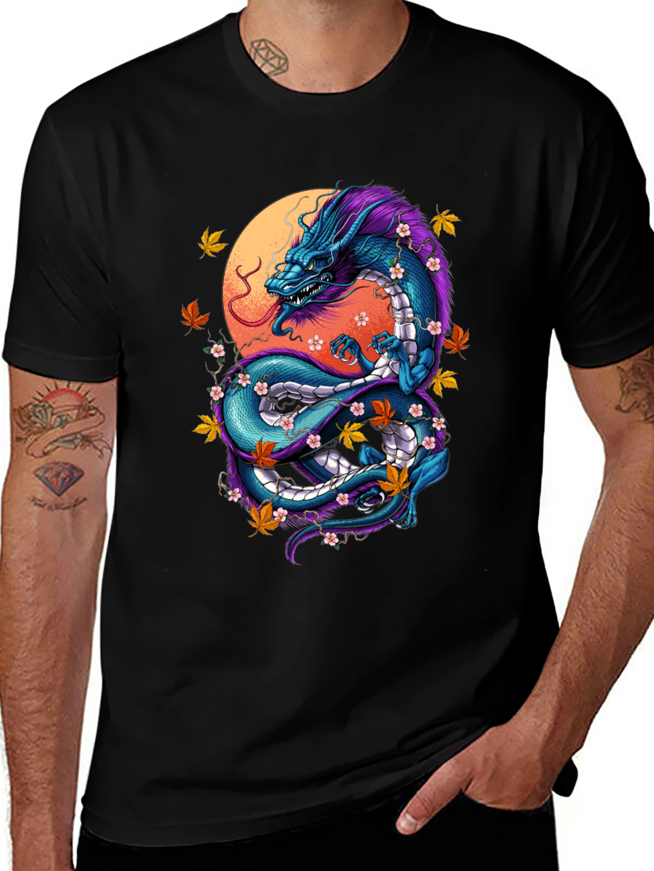 Dragon Graphic Tee - Artistic Black T-Shirt