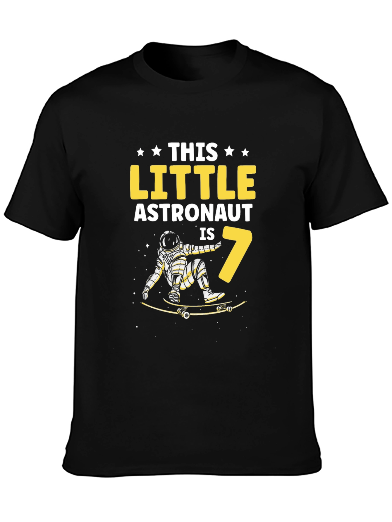 Astronaut 7th Birthday Black T-Shirt