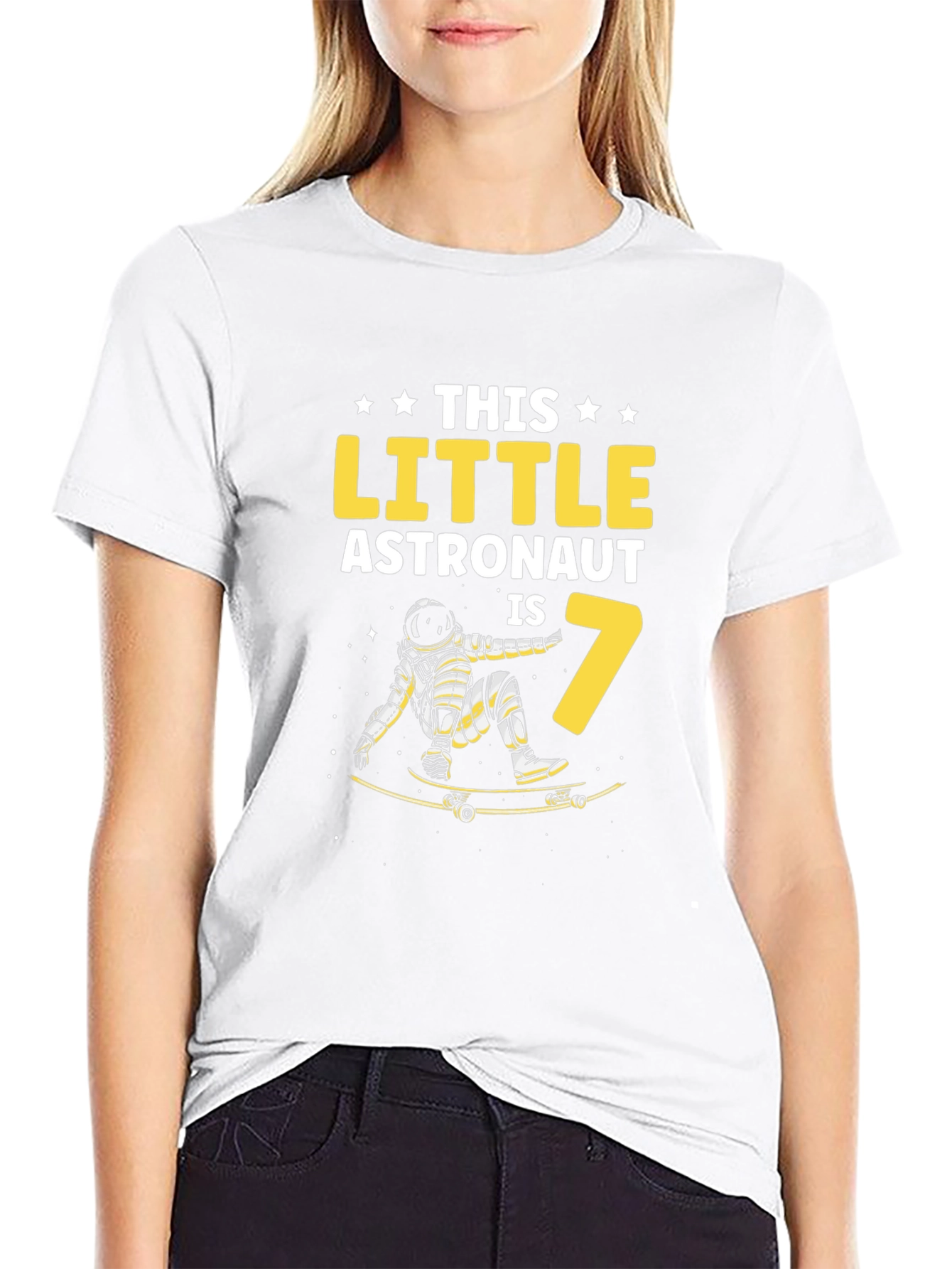 Astronaut 7th Birthday Black T-Shirt