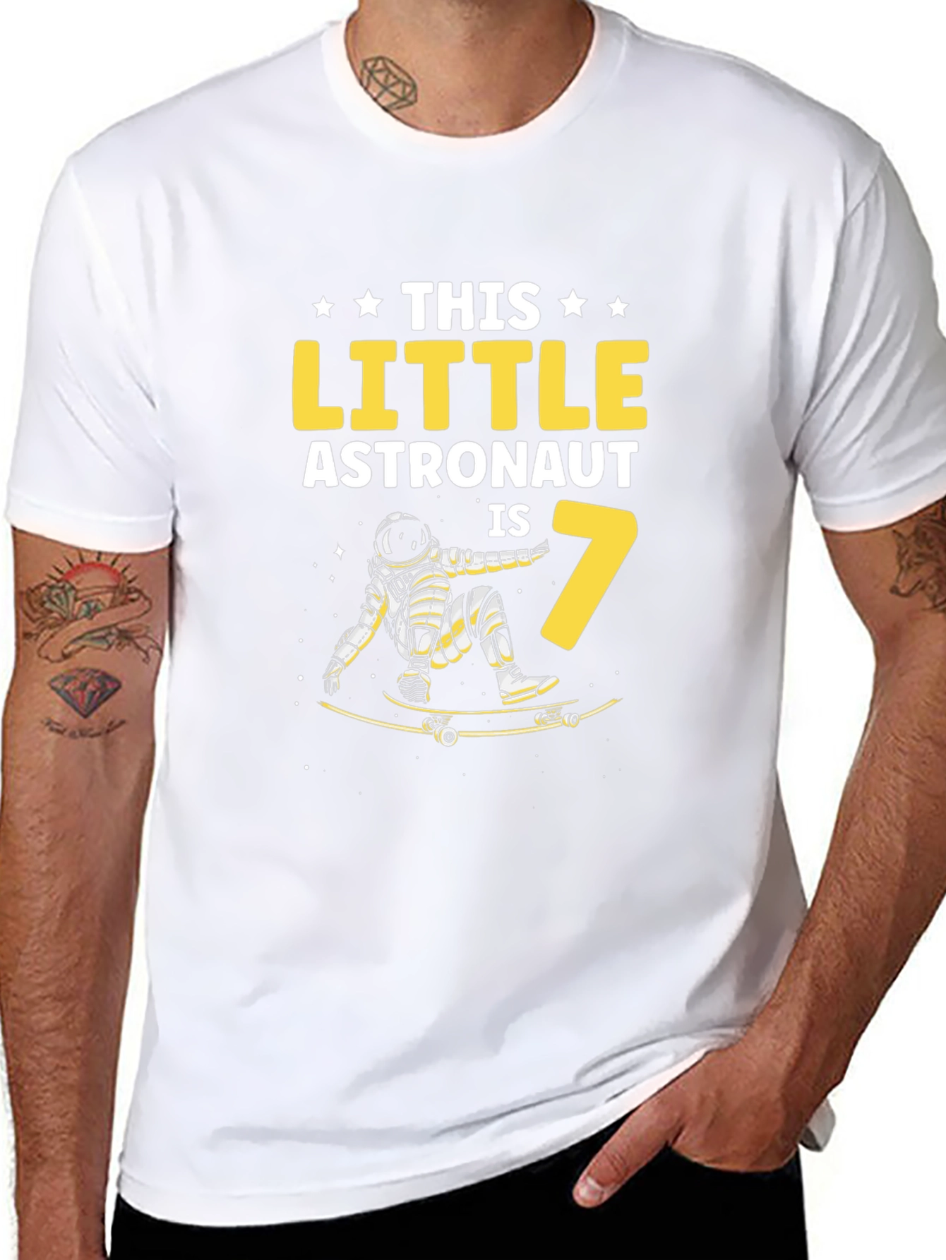 Astronaut 7th Birthday Black T-Shirt