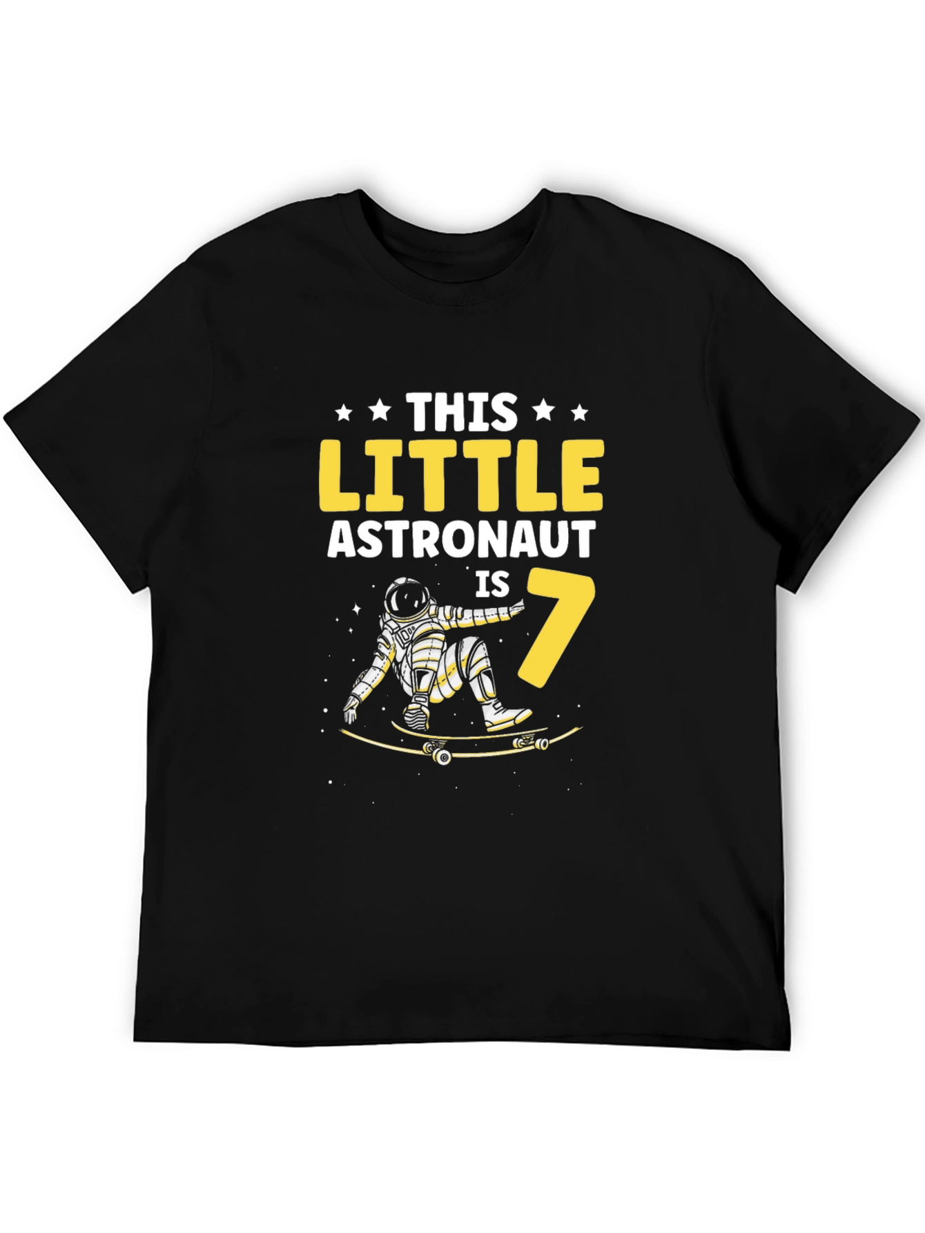 Astronaut 7th Birthday Black T-Shirt