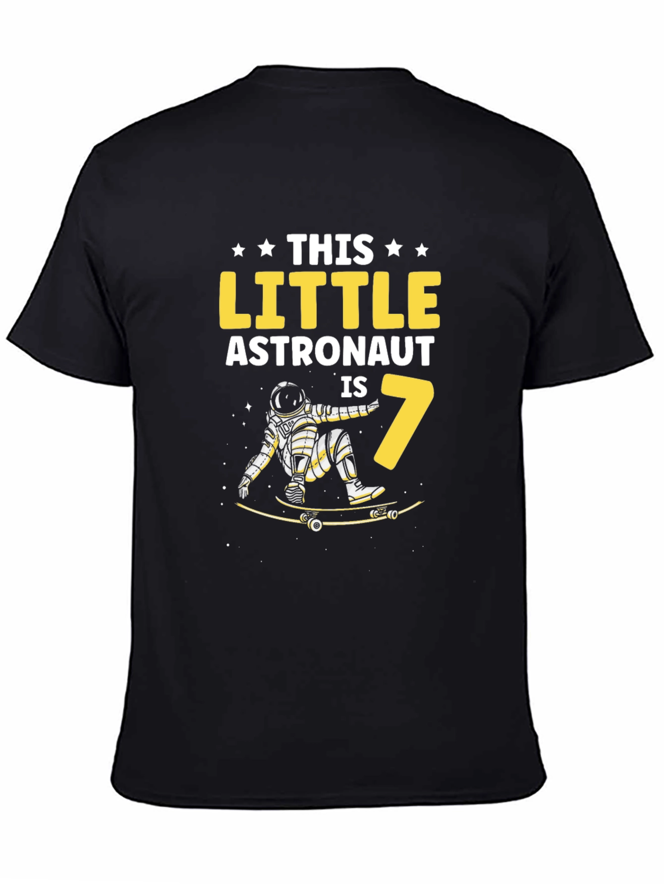 Astronaut 7th Birthday Black T-Shirt