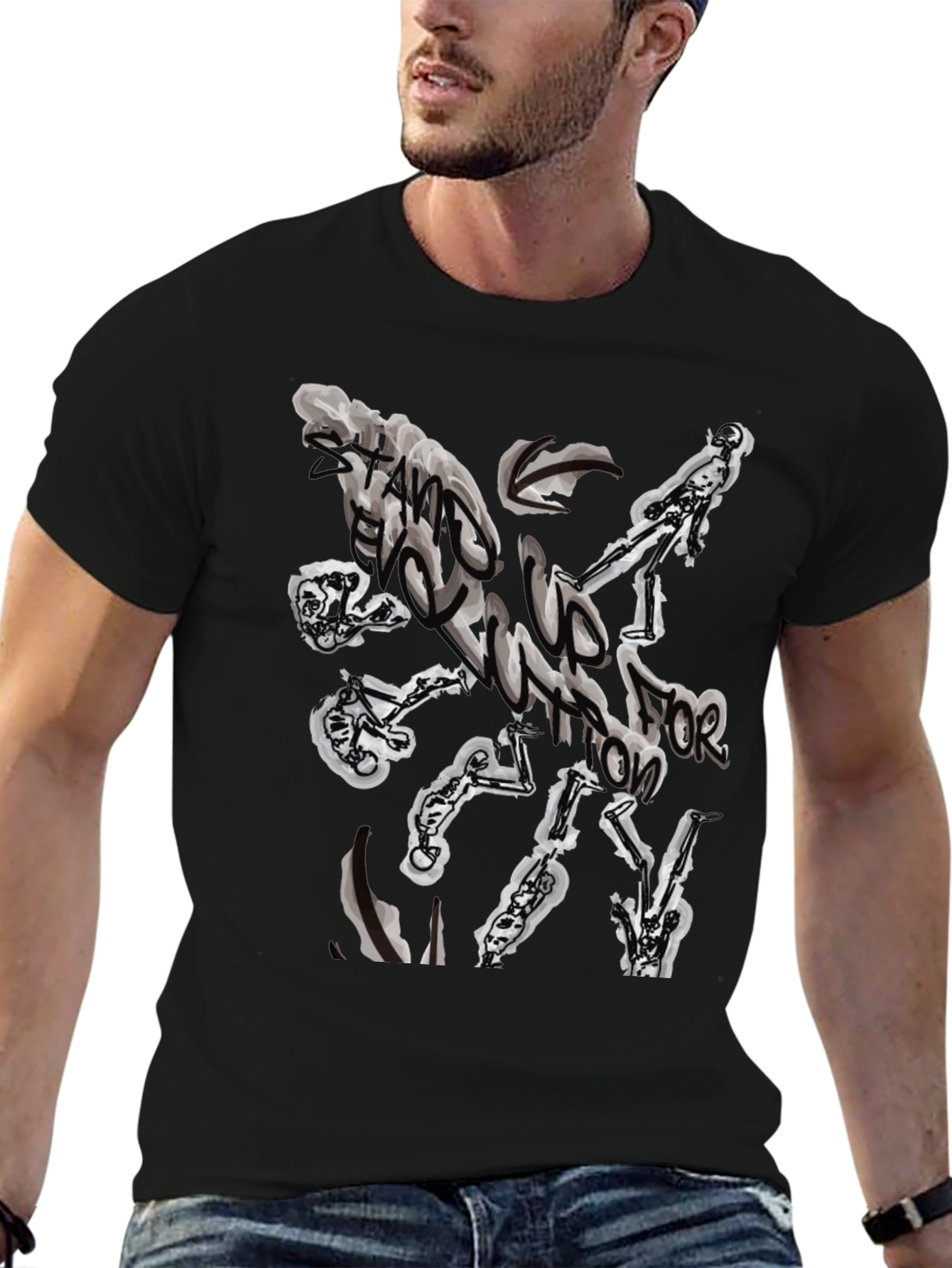 Abstract Graphic Black T-Shirt for Men