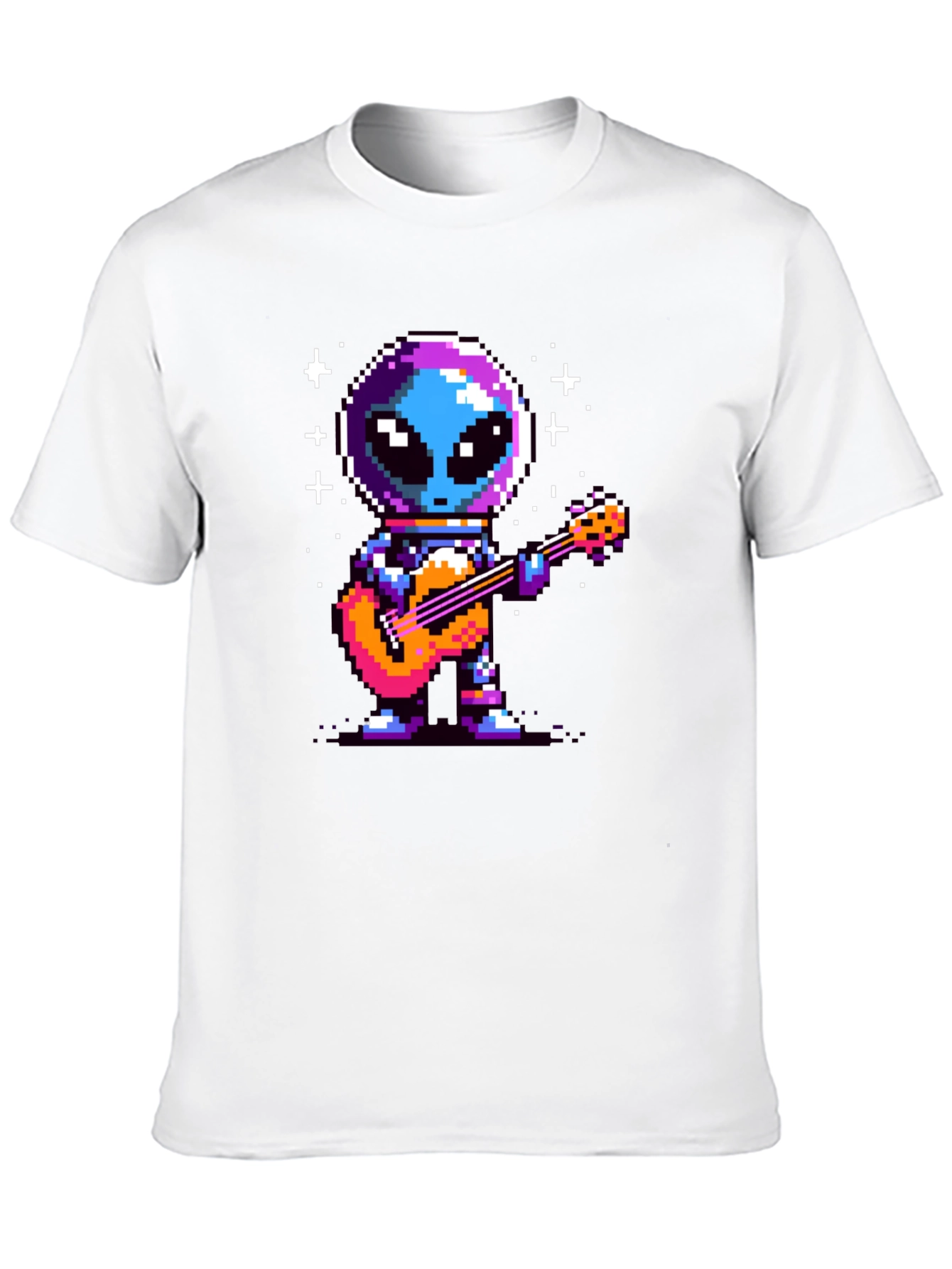 Pixel Alien Guitarist Black T-Shirt