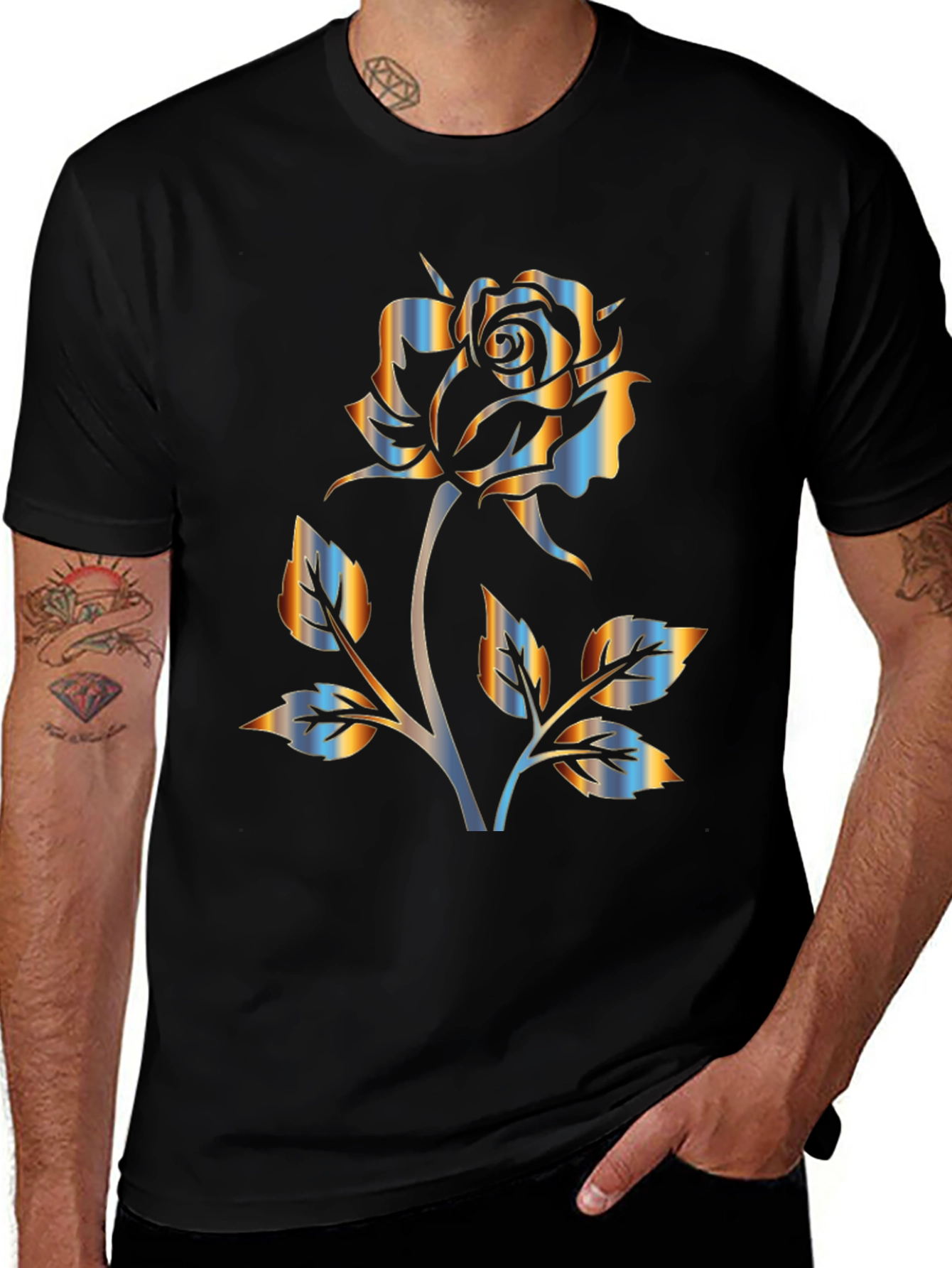 Rose Graphic Black T-Shirt - Stylish Floral Design