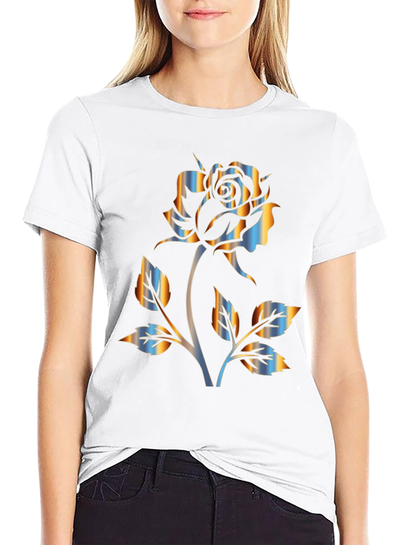 Rose Graphic Black T-Shirt - Stylish Floral Design