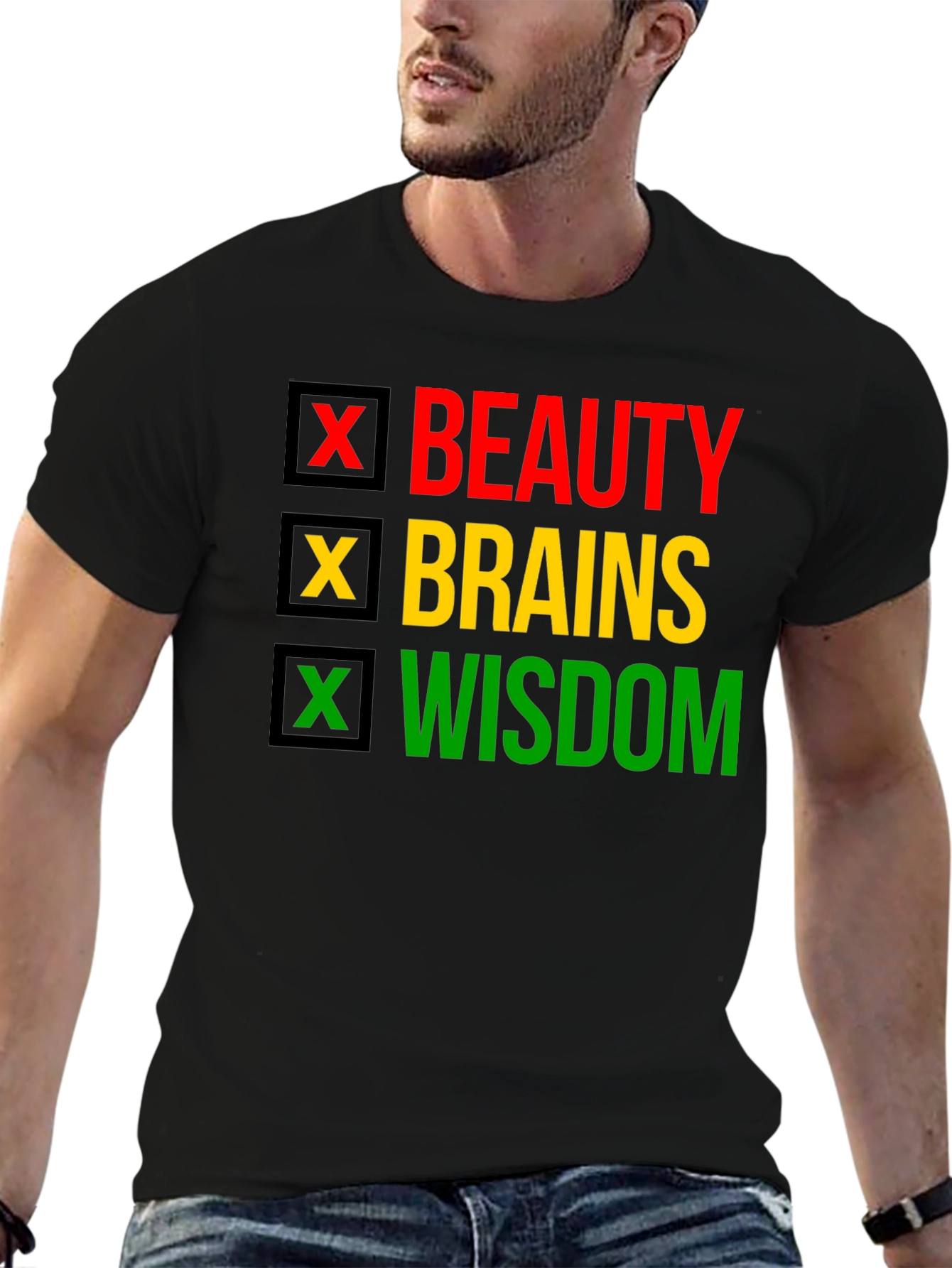 Beauty Brains Wisdom T-Shirt - Black Pride Tee