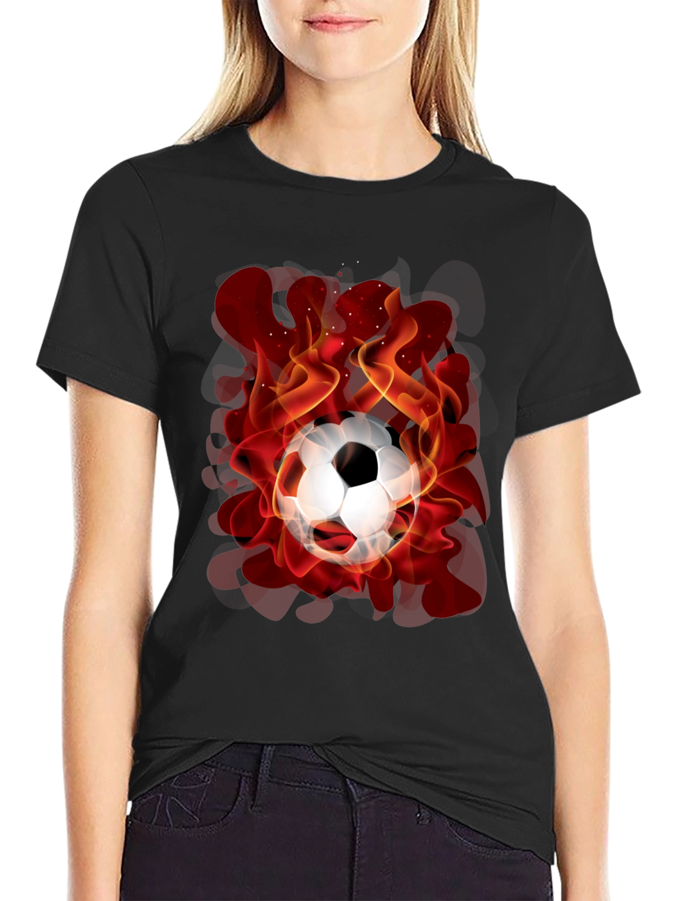 Flaming Soccer Ball Graphic Tee