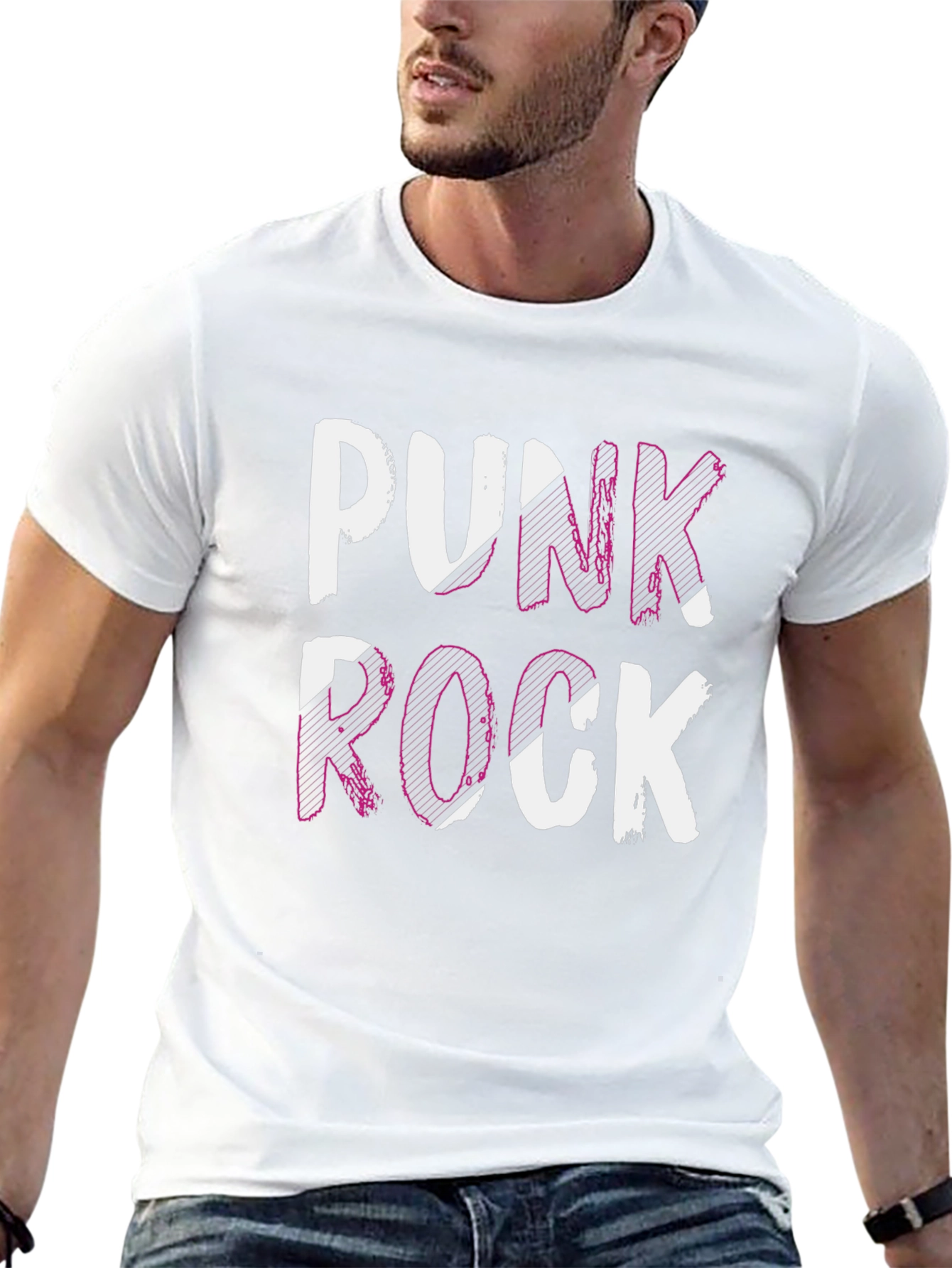 Punk Rock Graphic Tee - Black Cotton T-Shirt