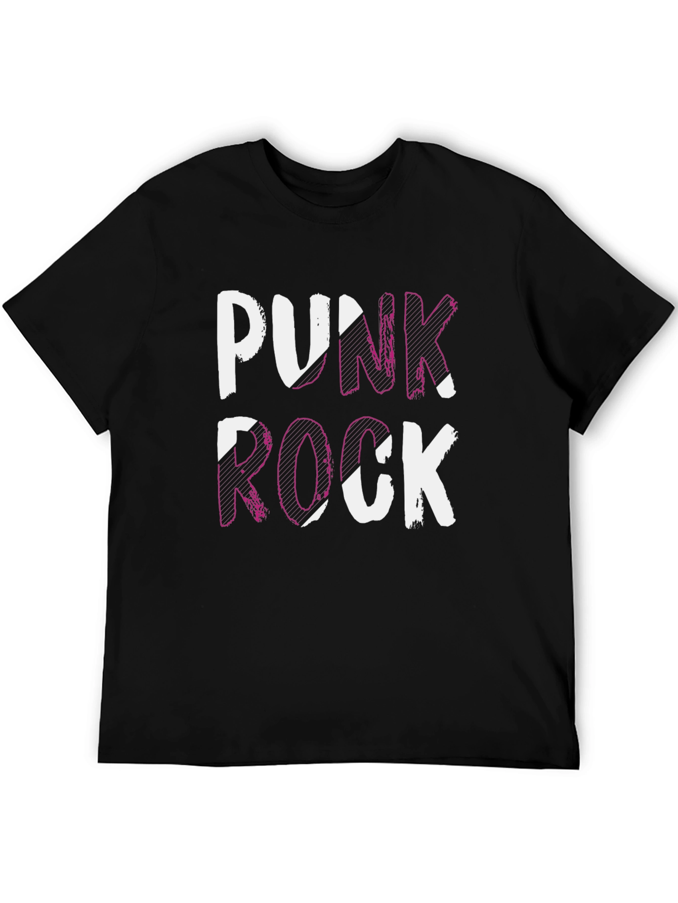 Punk Rock Graphic Tee - Black Cotton T-Shirt