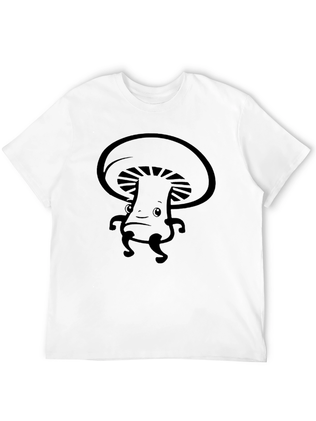 Mushroom Character Graphic Tee - Black Cotton Blend Shirt