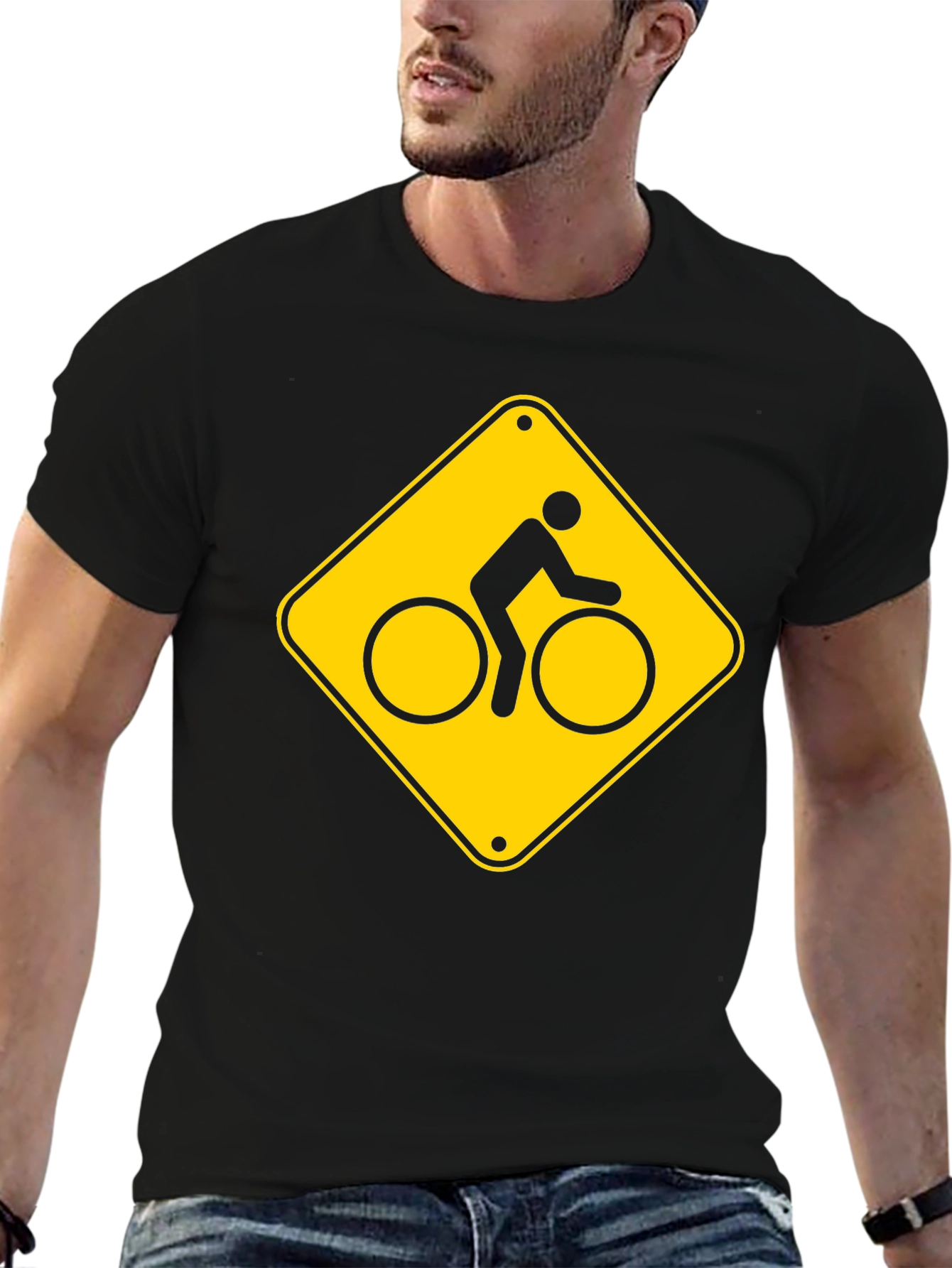 Bike Crossing Sign Graphic T-Shirt