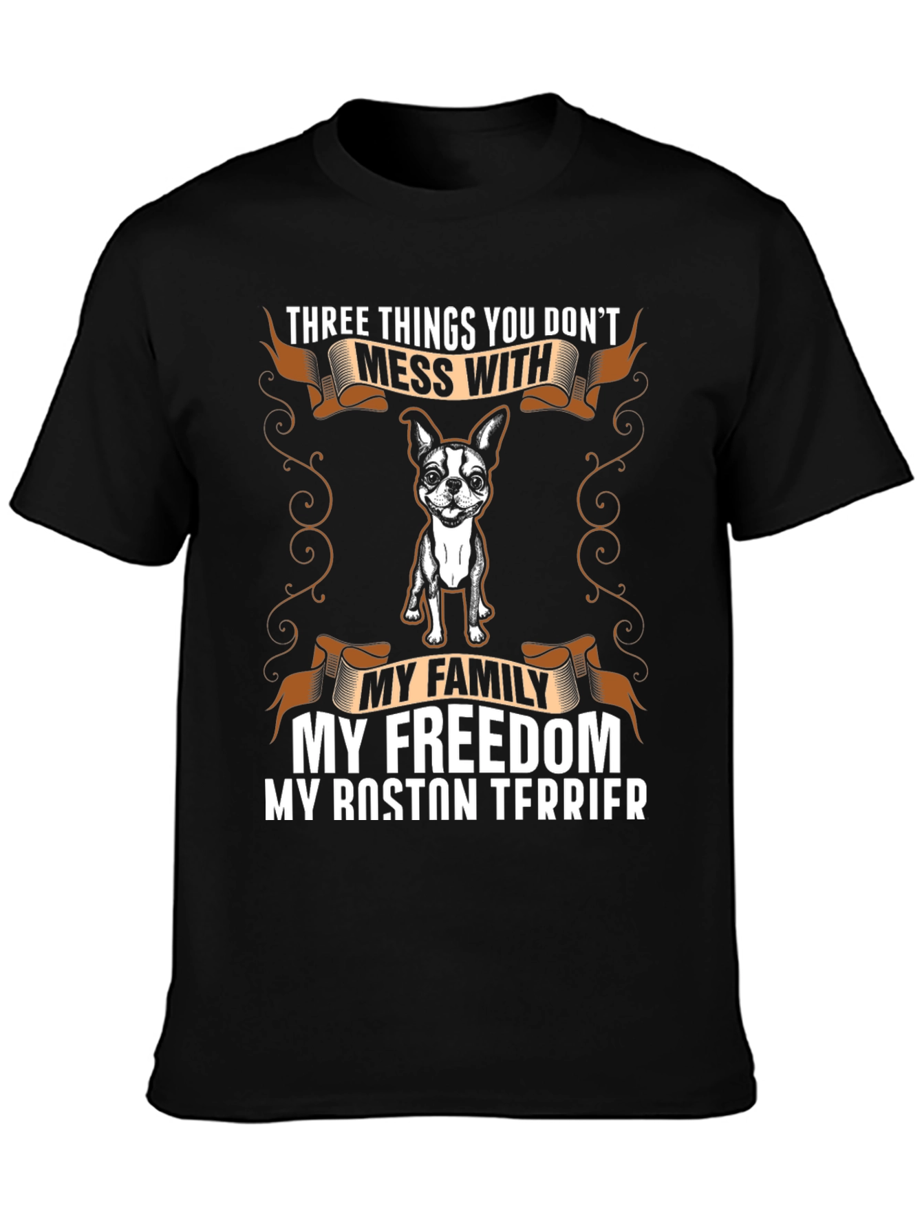 Boston Terrier T-Shirt: Family Freedom Dog Tee