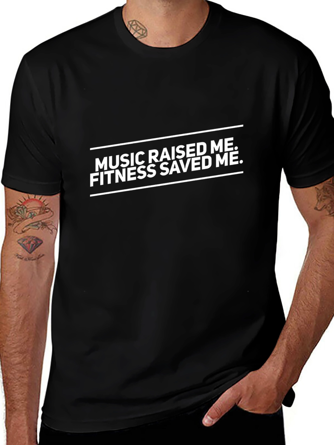 Music Raised Me Fitness Saved Me Graphic Tee