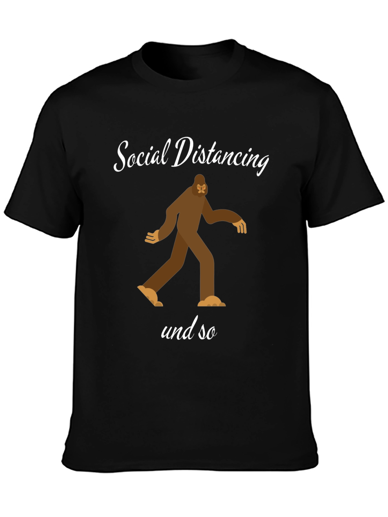 Social Distancing Bigfoot Black T-Shirt