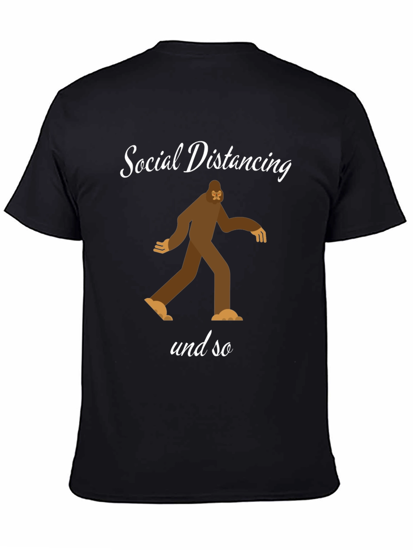Social Distancing Bigfoot Black T-Shirt