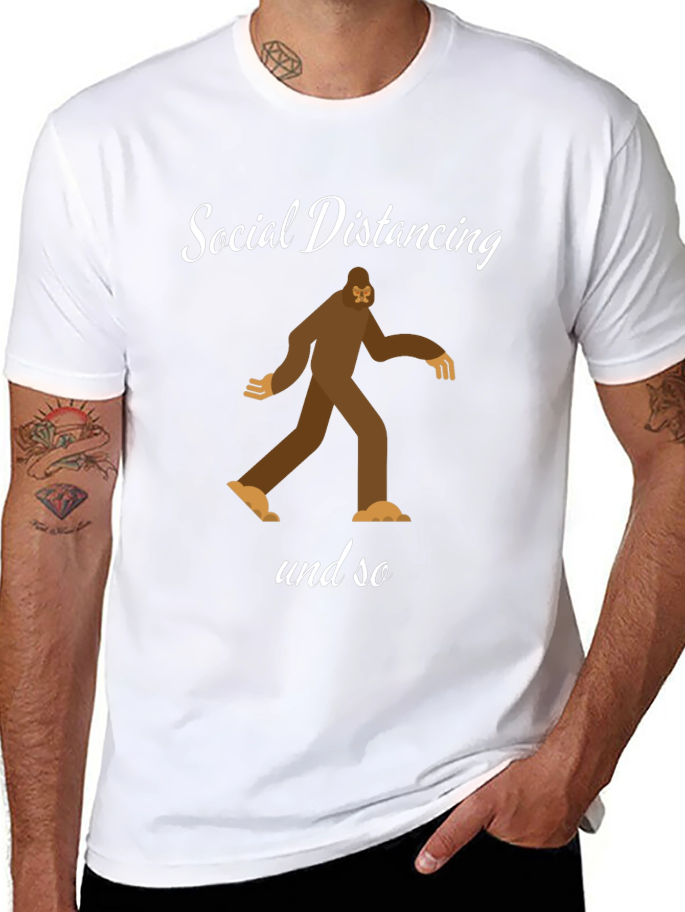 Social Distancing Bigfoot Black T-Shirt