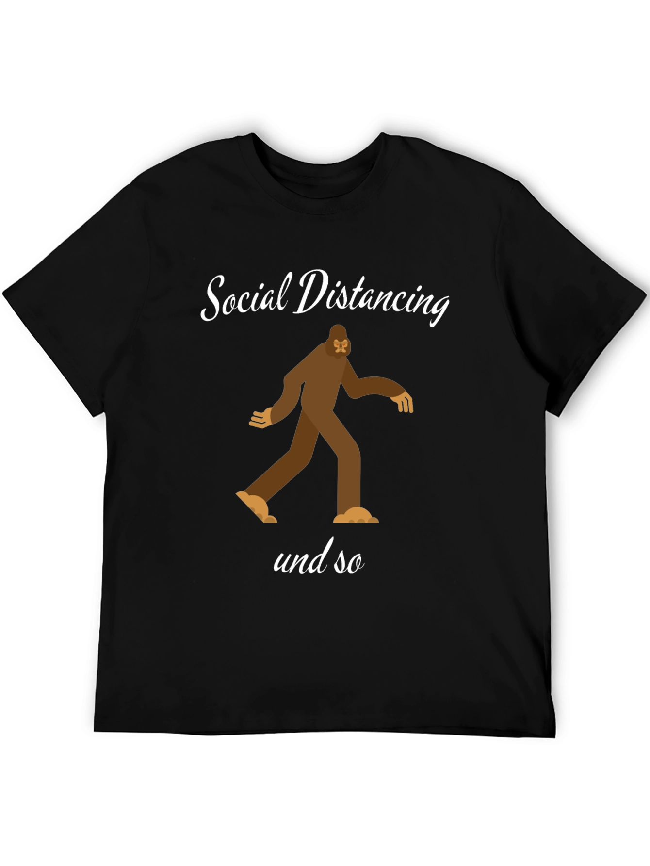 Social Distancing Bigfoot Black T-Shirt