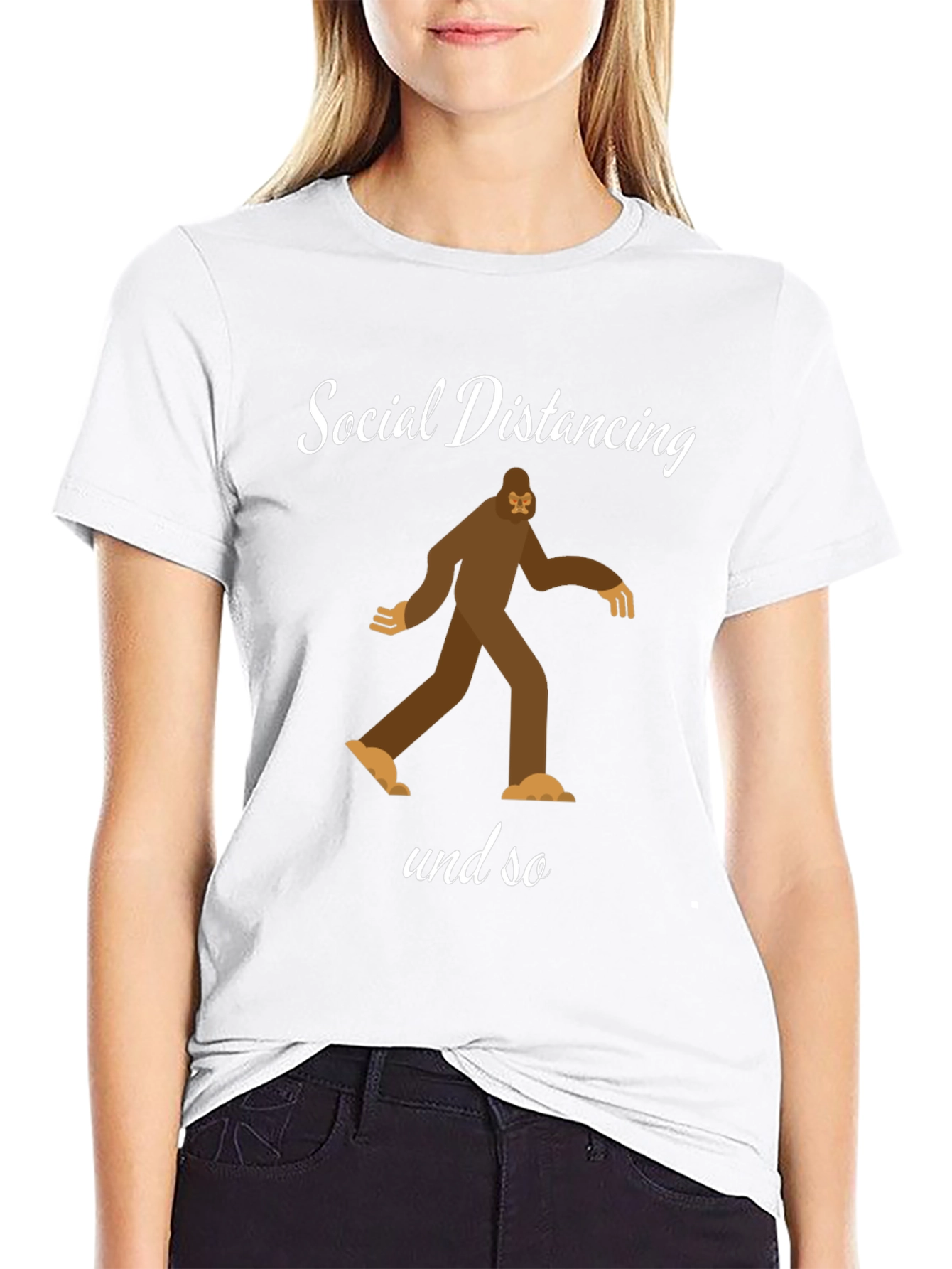Social Distancing Bigfoot Black T-Shirt