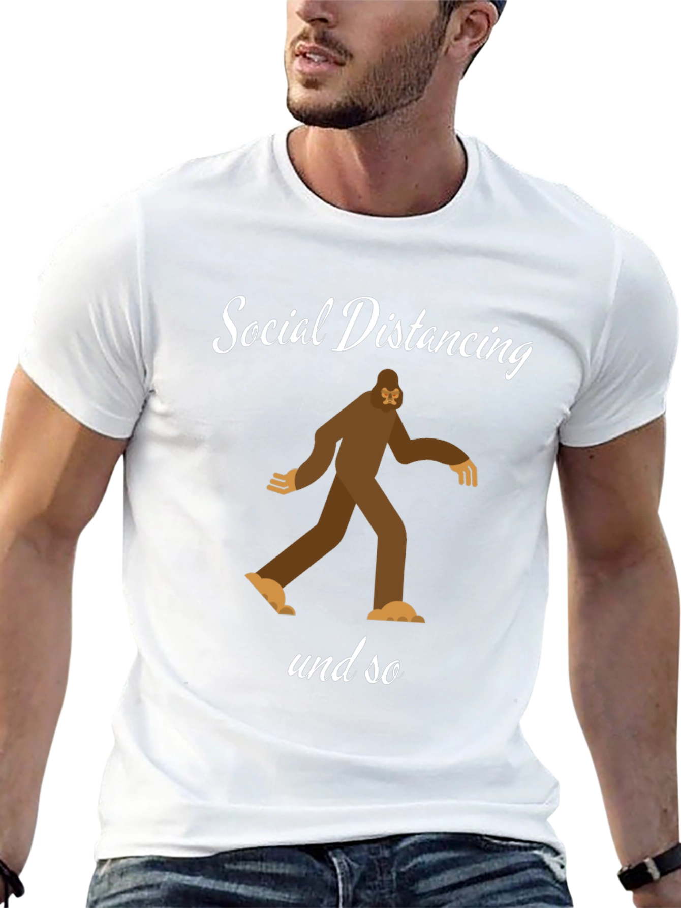 Social Distancing Bigfoot Black T-Shirt