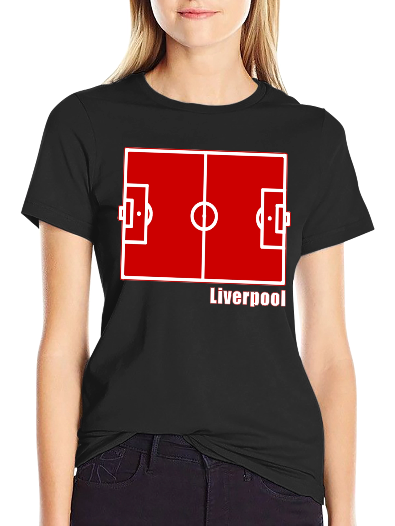 Liverpool FC Pitch T-Shirt - Black Cotton Soccer Tee