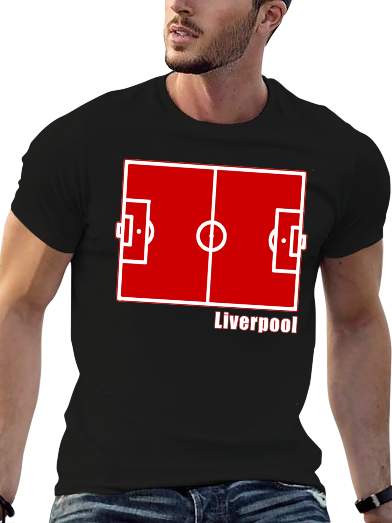 Liverpool FC Pitch T-Shirt - Black Cotton Soccer Tee