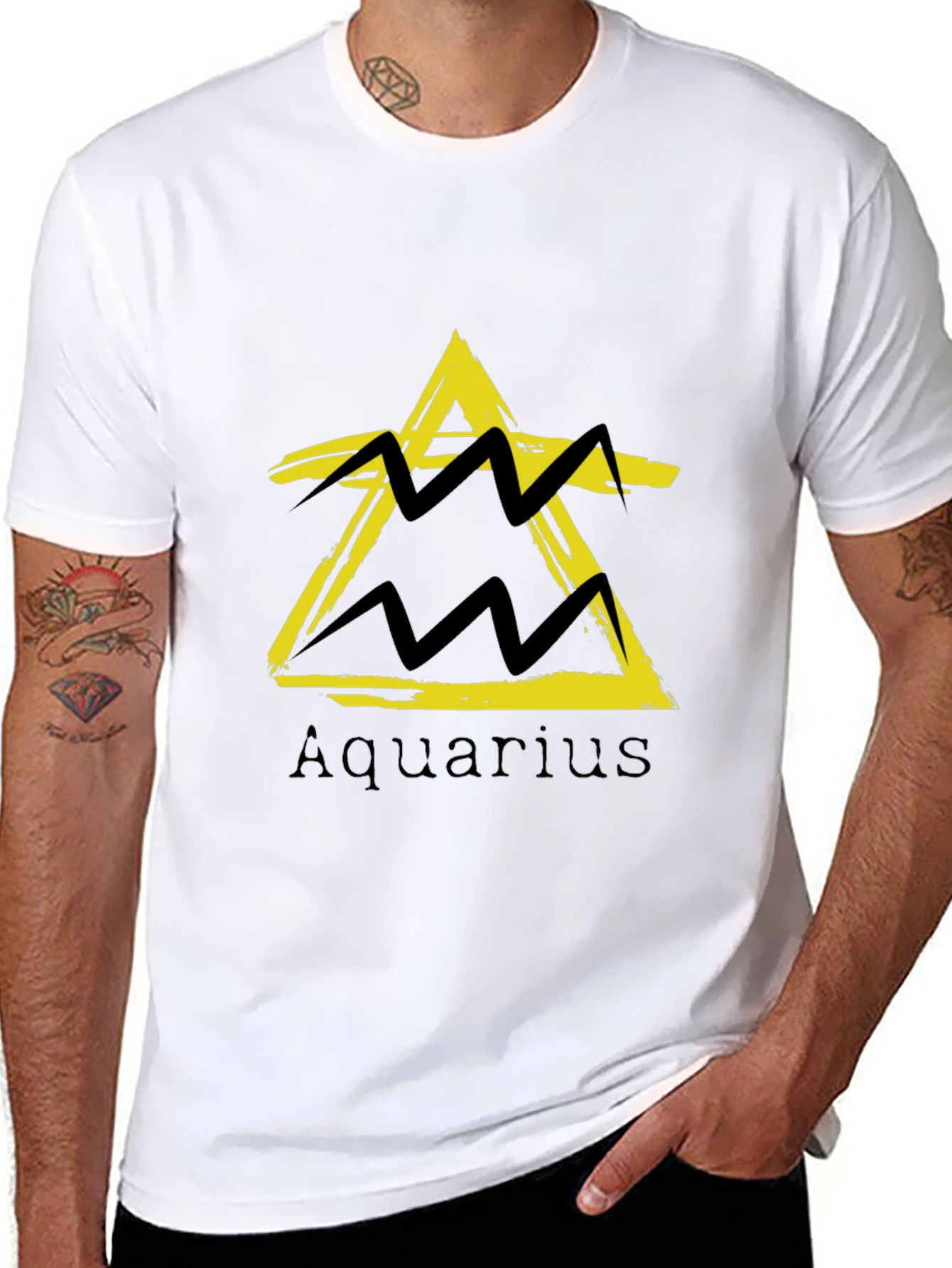 Aquarius Zodiac Sign Black T-Shirt