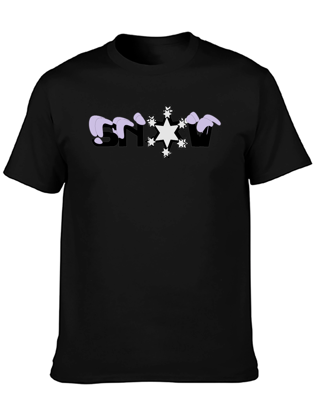 Snowflake Graphic Print Black T-Shirt