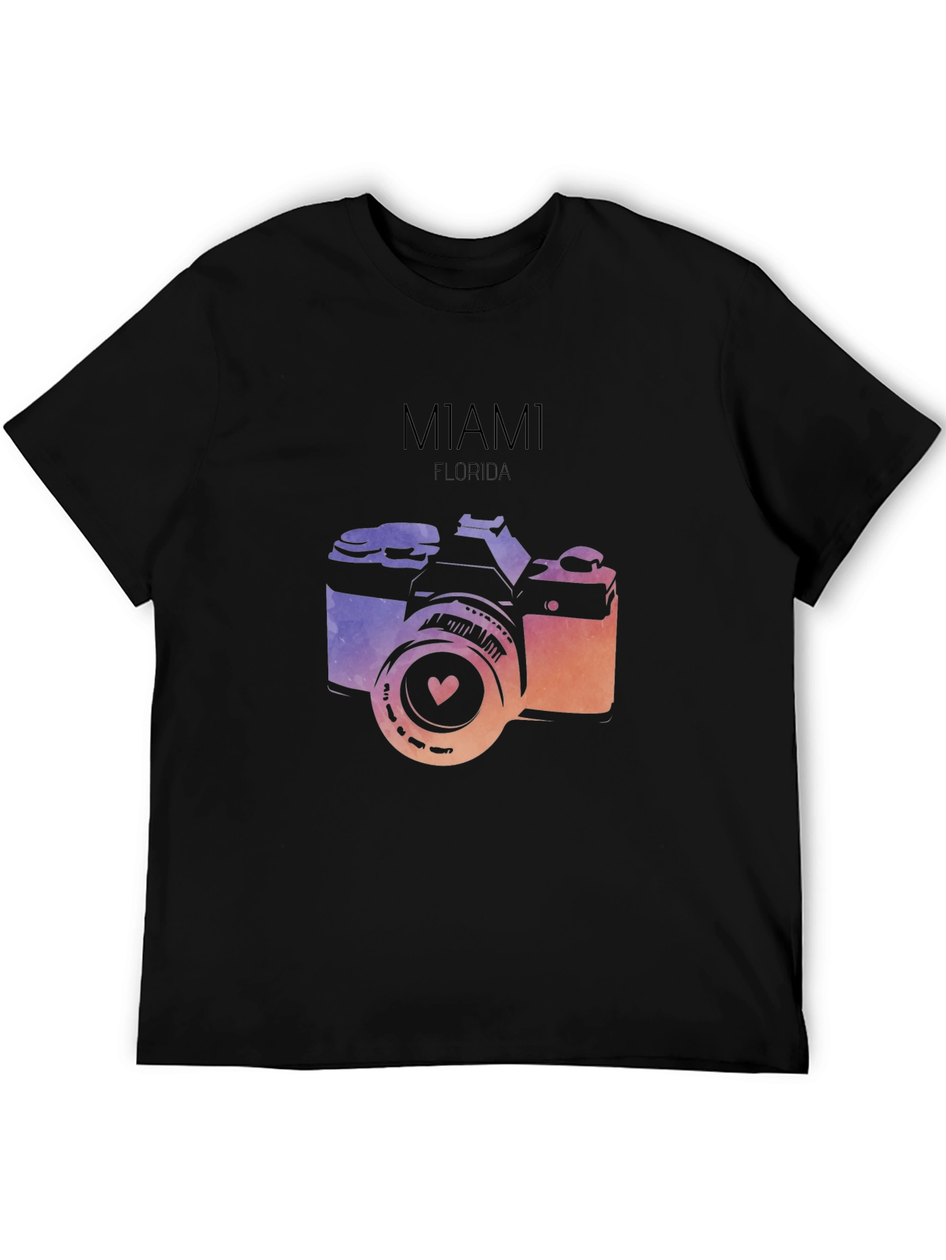 Miami Florida Camera Graphic T-Shirt - Black