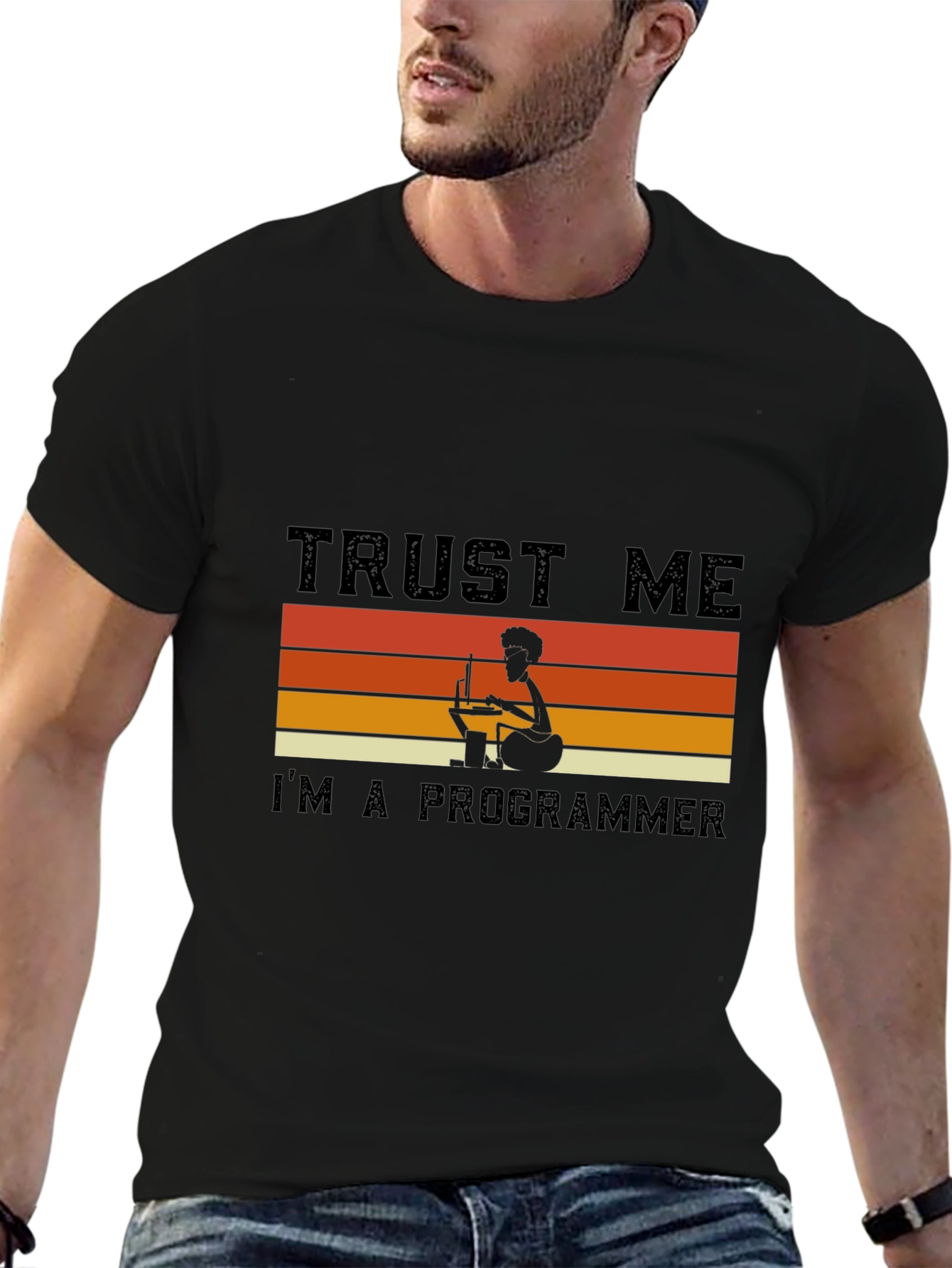 Trust Me Im a Programmer Retro Style Black T-Shirt