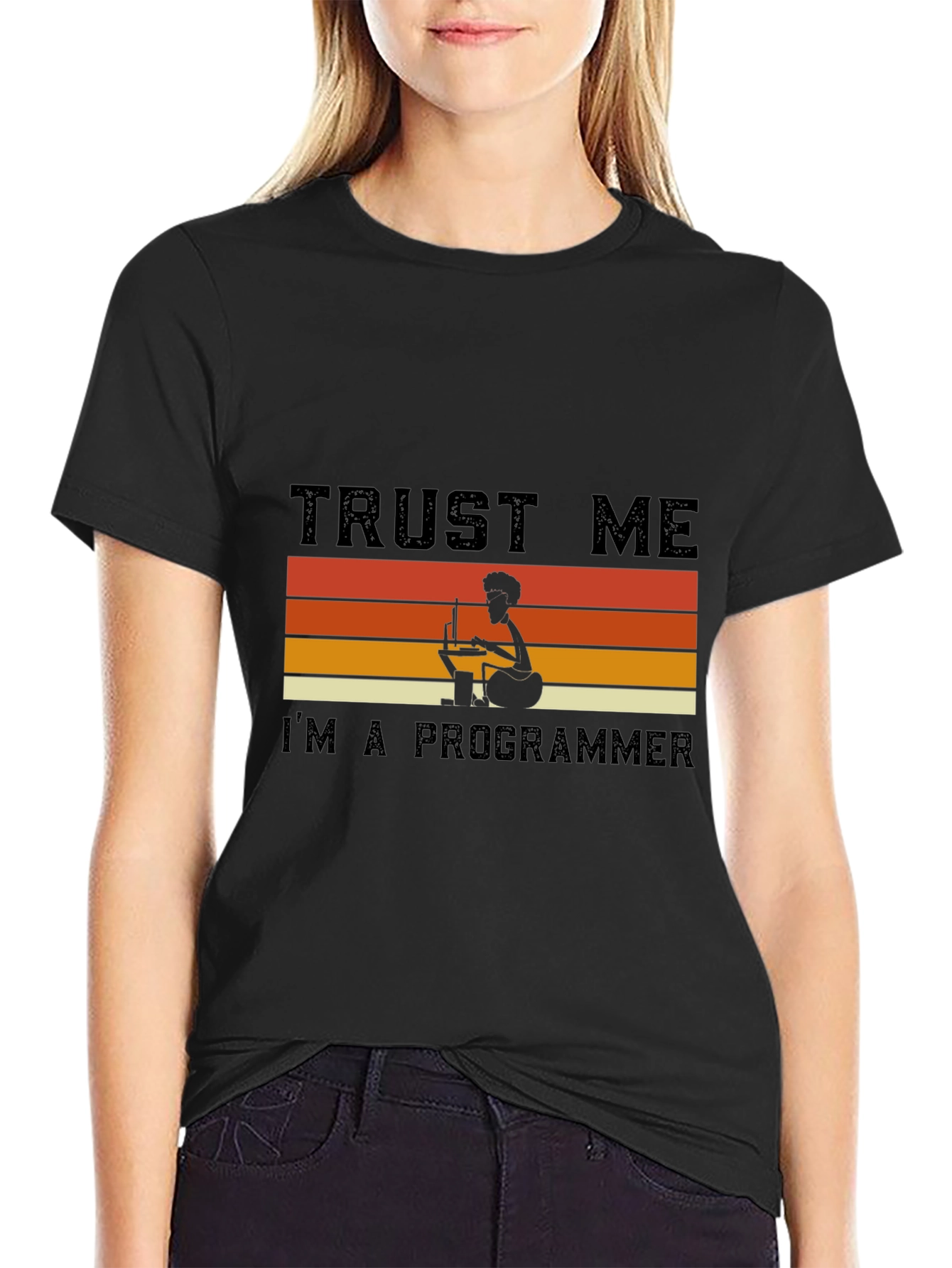 Trust Me Im a Programmer Retro Style Black T-Shirt